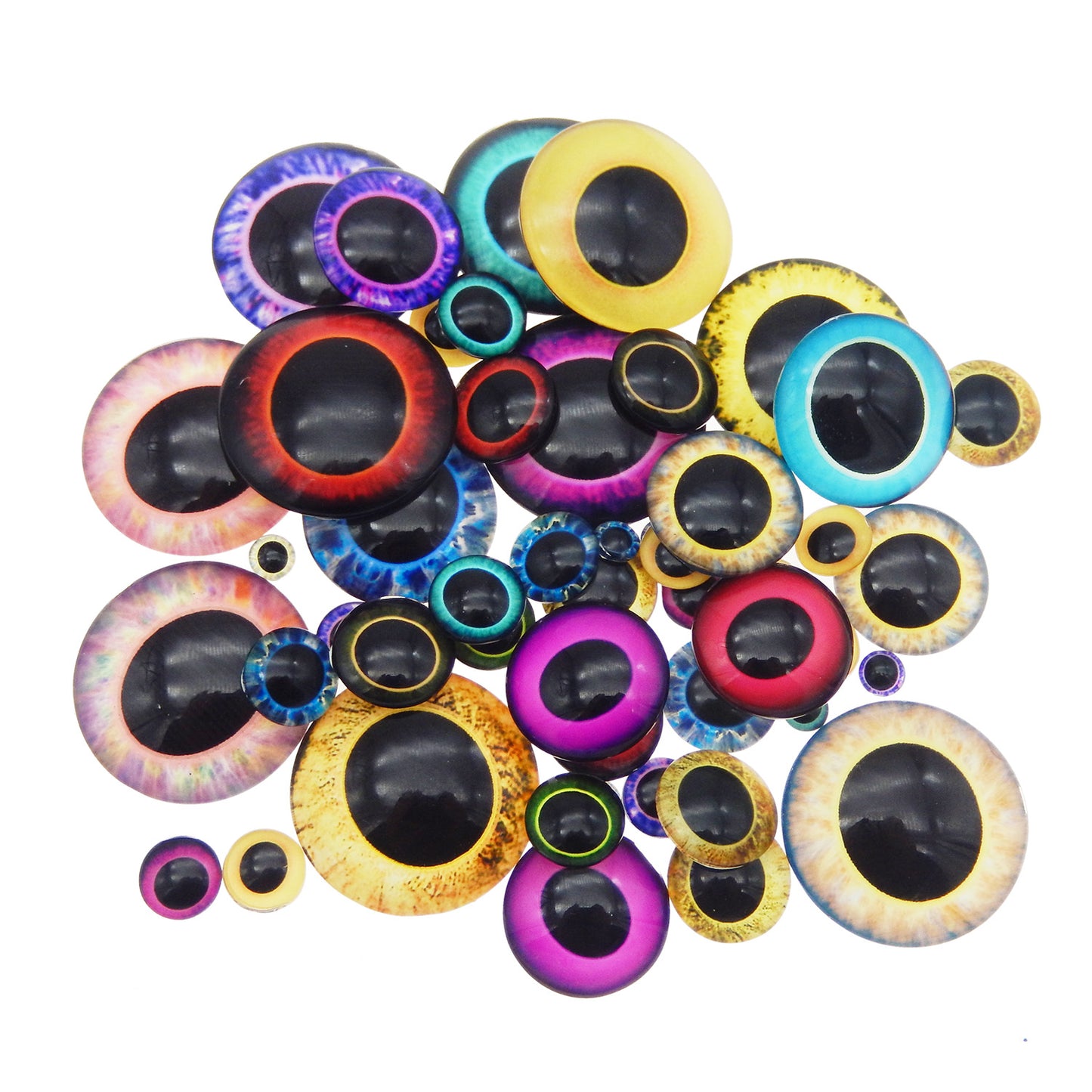 50 Pairs Mixed Owl Unicorn Eyes Flatback Glass Eyeball Cabochon Dome for Doll Making Jewelry Settings Craft DIY Findings