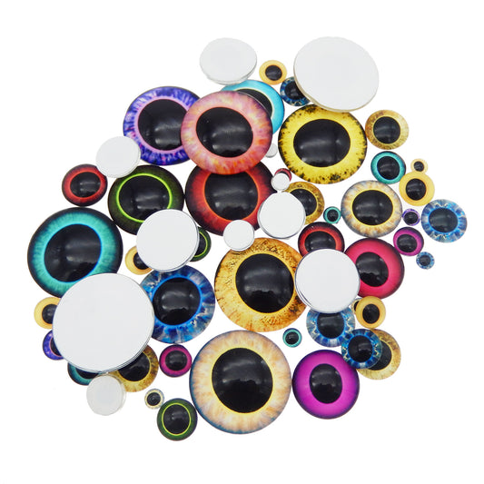 50 Pairs Mixed Owl Unicorn Eyes Flatback Glass Eyeball Cabochon Dome for Doll Making Jewelry Settings Craft DIY Findings