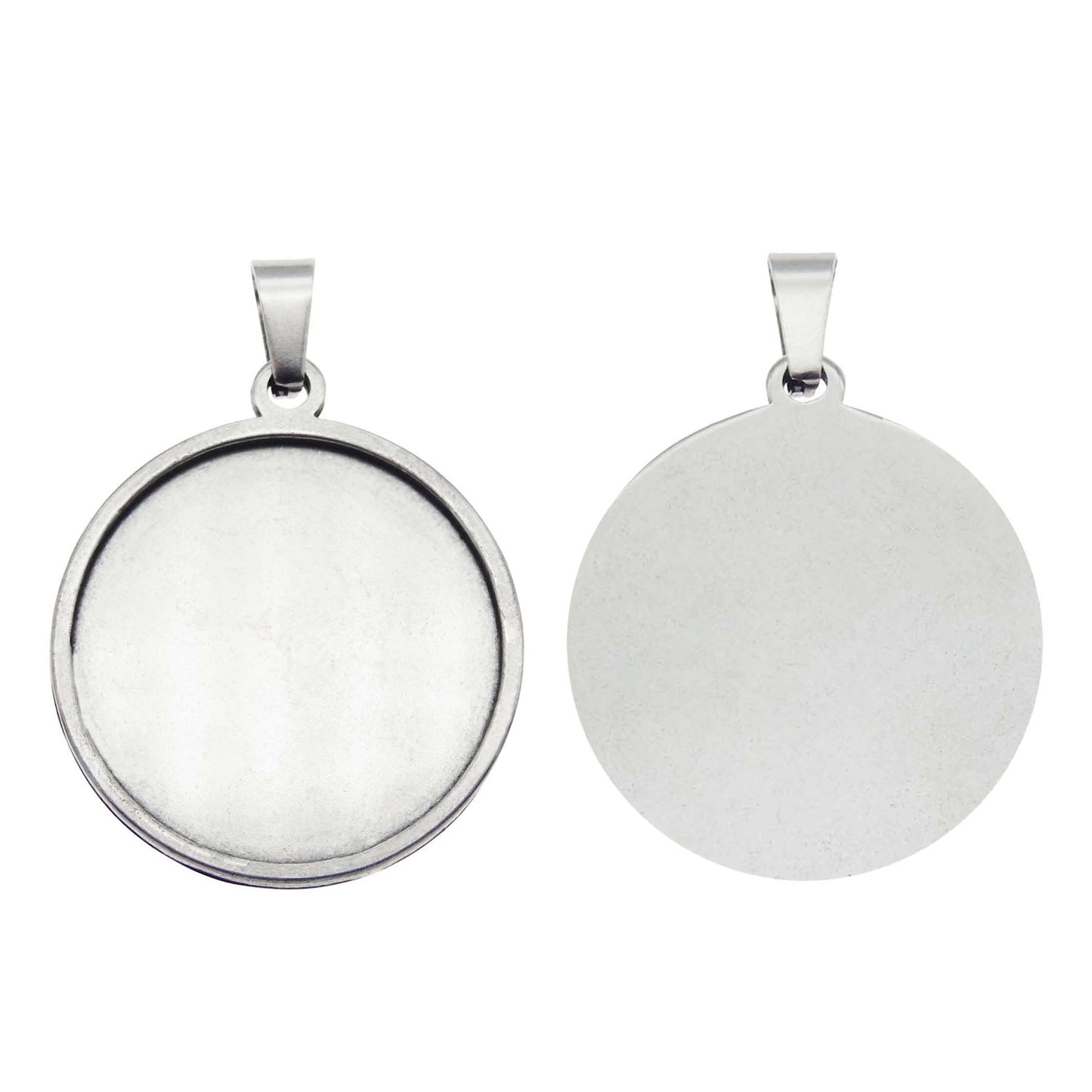 1 Piece Stainless Steel Bezel Setting Round Photo Making Gem Cabochons Pendant Tray Silver Color Jewelry Charm