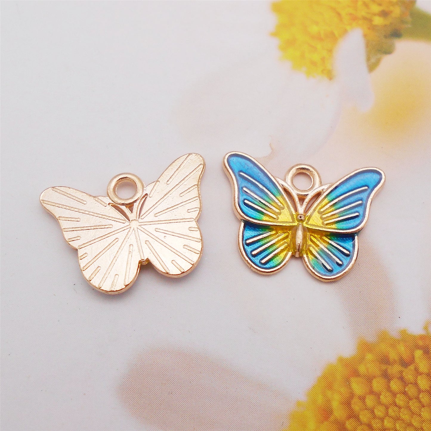 5pcs 14x18mm Alloy Butterfly Charm DIY Jewelry Dangle Enamel Insect Design Pendant Necklace Bracelet Earrings Making Accessory Bag Key Chain Crafts Decor