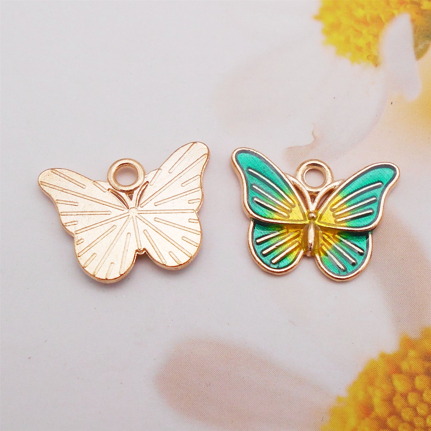 5pcs 14x18mm Alloy Butterfly Charm DIY Jewelry Dangle Enamel Insect Design Pendant Necklace Bracelet Earrings Making Accessory Bag Key Chain Crafts Decor