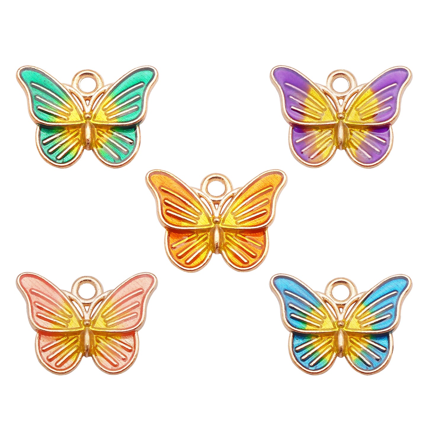 5pcs 14x18mm Alloy Butterfly Charm DIY Jewelry Dangle Enamel Insect Design Pendant Necklace Bracelet Earrings Making Accessory Bag Key Chain Crafts Decor