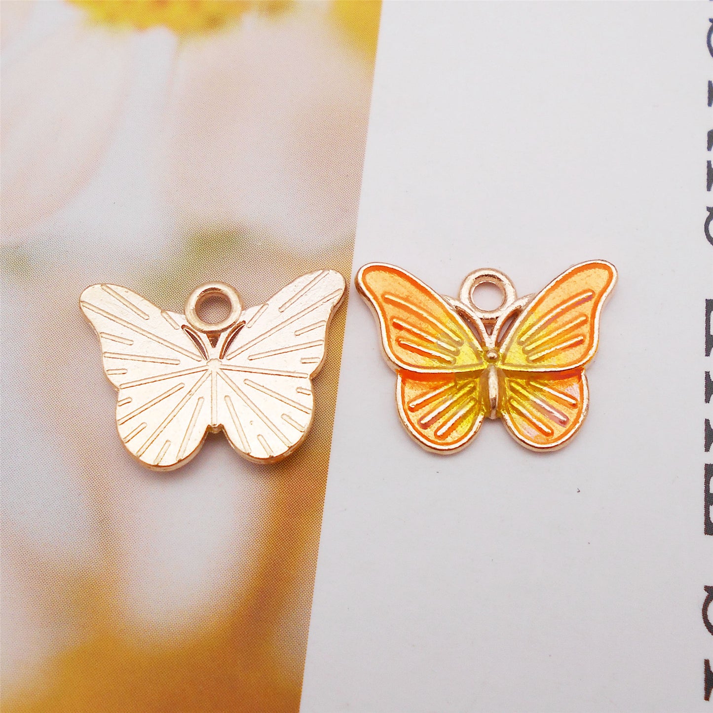 5pcs 14x18mm Alloy Butterfly Charm DIY Jewelry Dangle Enamel Insect Design Pendant Necklace Bracelet Earrings Making Accessory Bag Key Chain Crafts Decor