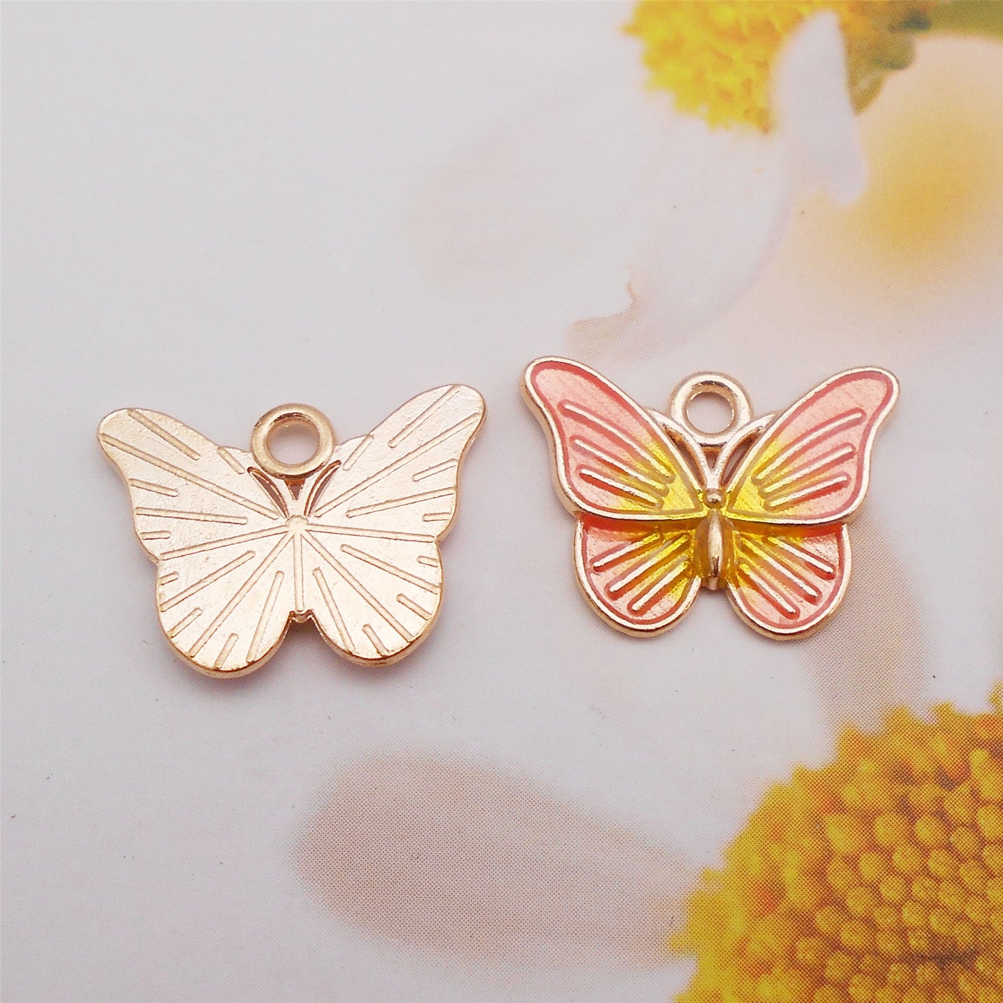 5pcs 14x18mm Alloy Butterfly Charm DIY Jewelry Dangle Enamel Insect Design Pendant Necklace Bracelet Earrings Making Accessory Bag Key Chain Crafts Decor