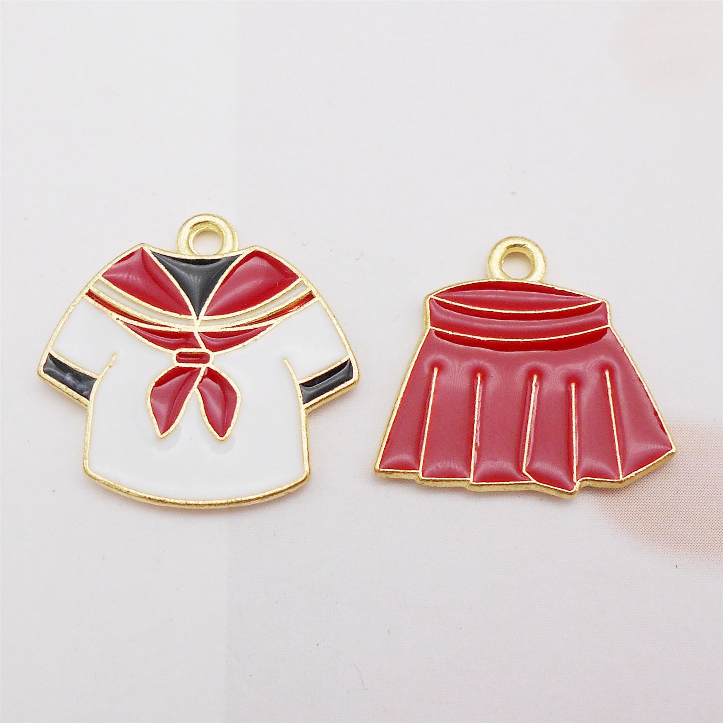 6pcs Alloy Japanese School Uniform Charm Sailor Collar Style Pendant for Jewelry Making Diy Crafts Decor