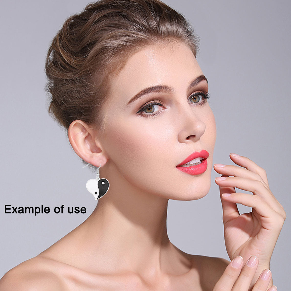 6Pcs 21x21mm Alloy Heart Charm Yin Yang Design Pendant Chinese Style Jewelry Dangle for Necklace Bracelet Making DIY Crafts Decor