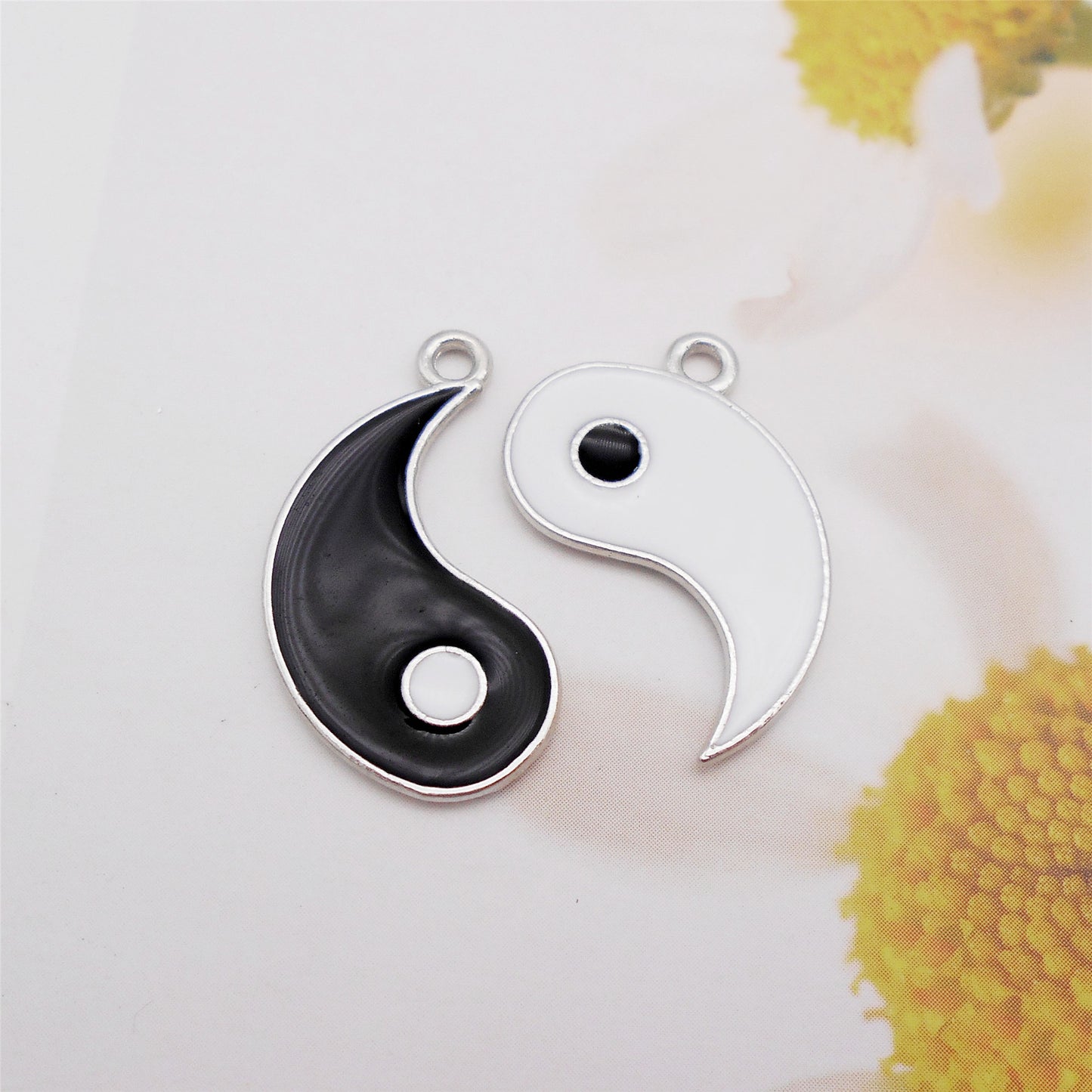 3 Sets Tai Chi Yin Yang Charm Chinese Taoist Symbol Design Zen Yin Yang Pendant Couple Jewelry Making Accessory Necklace Bracelet Decor