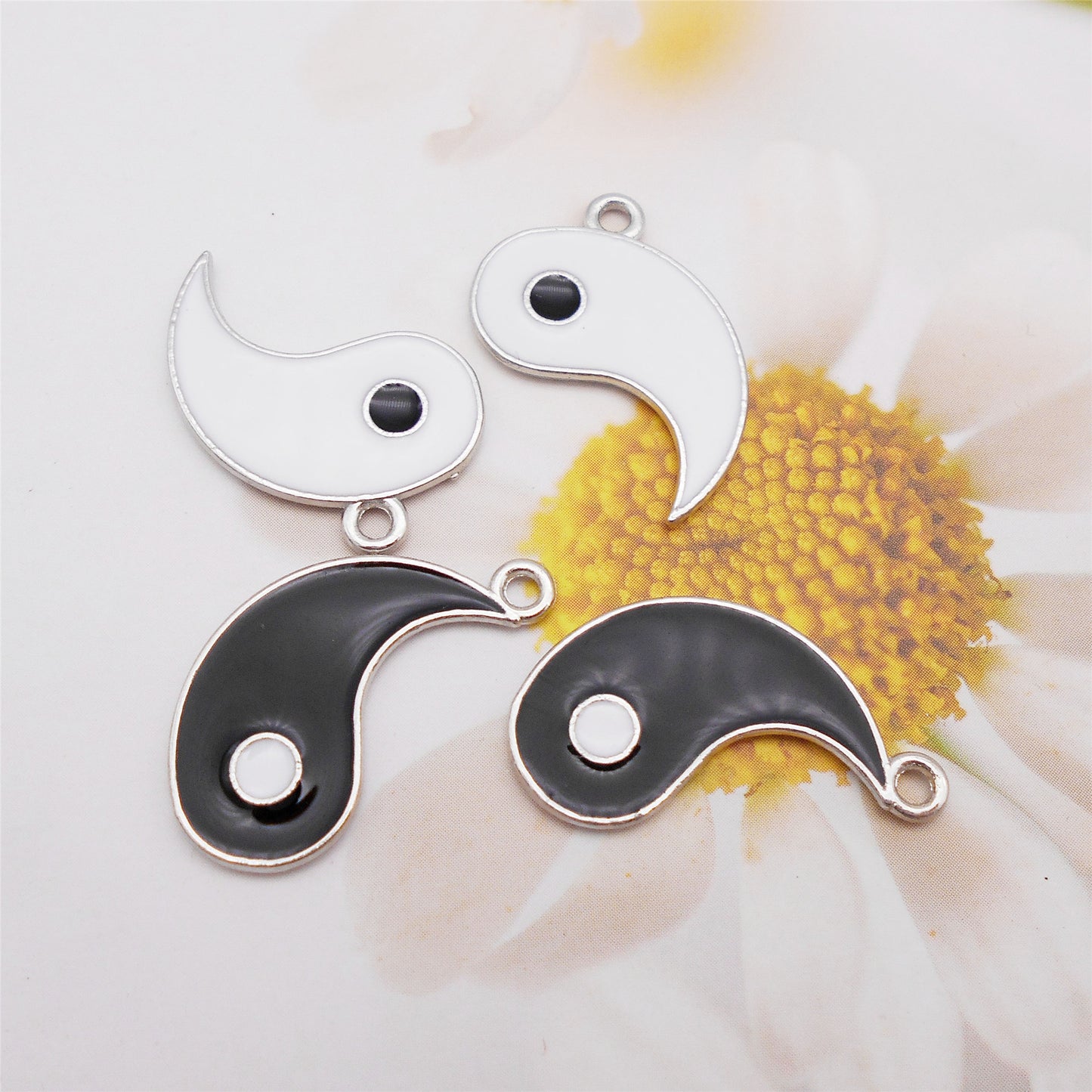 3 Sets Tai Chi Yin Yang Charm Chinese Taoist Symbol Design Zen Yin Yang Pendant Couple Jewelry Making Accessory Necklace Bracelet Decor