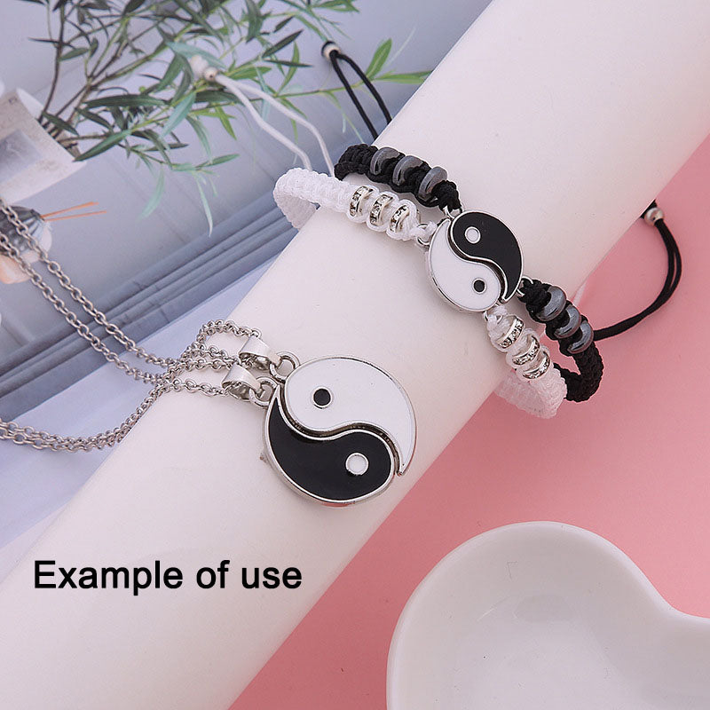 3 Sets Tai Chi Yin Yang Charm Chinese Taoist Symbol Design Zen Yin Yang Pendant Couple Jewelry Making Accessory Necklace Bracelet Decor