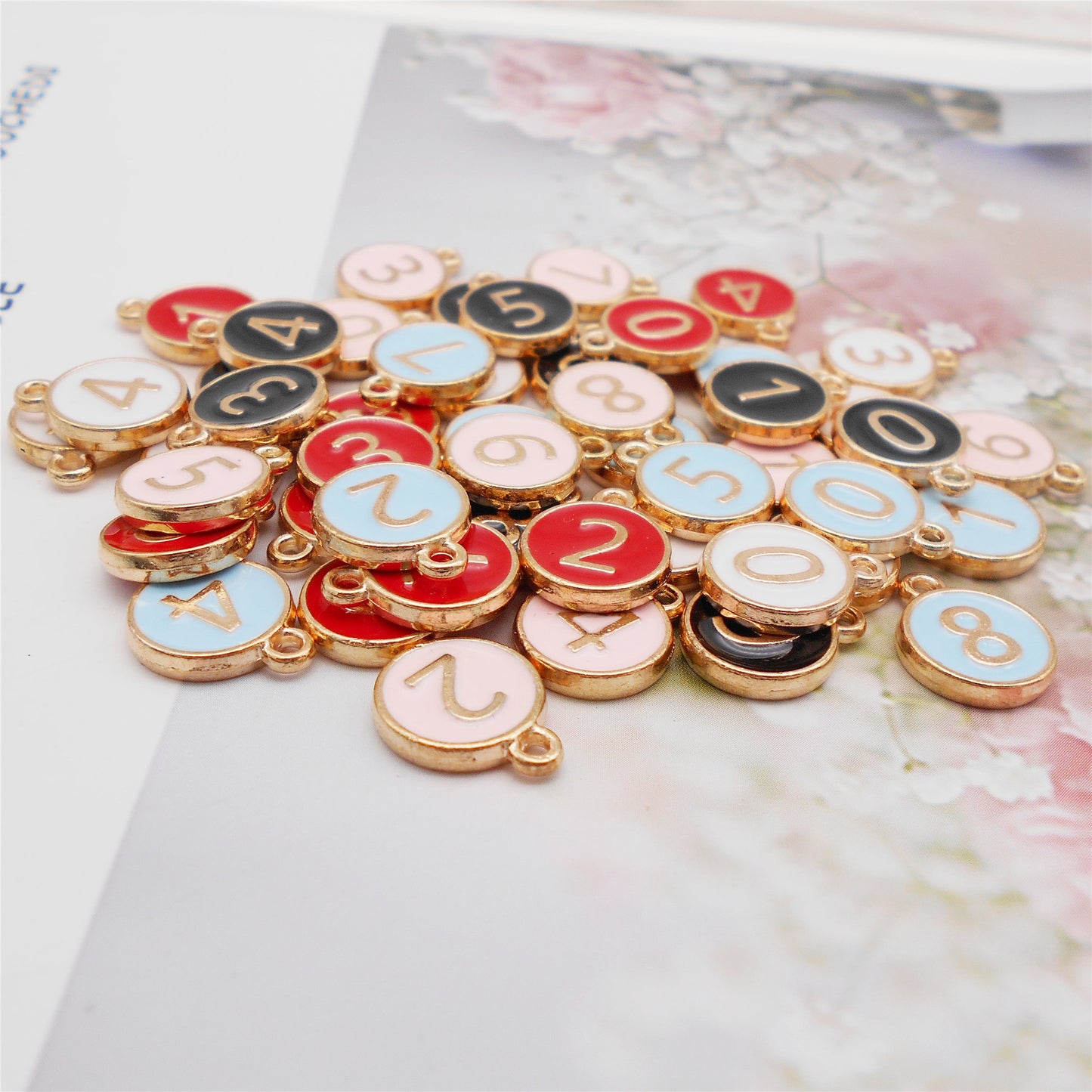 10Pcs Enamel Double-Sided Arabic Number Charm - 12x15mm Alloy 0-9 Design Pendant Tiny Jewelry Dangle for Necklace Bracelet Earrings Making