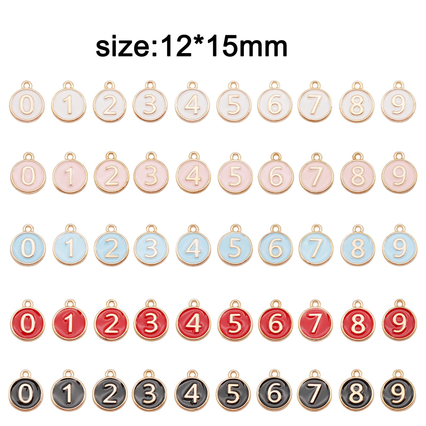 10Pcs Enamel Double-Sided Arabic Number Charm - 12x15mm Alloy 0-9 Design Pendant Tiny Jewelry Dangle for Necklace Bracelet Earrings Making