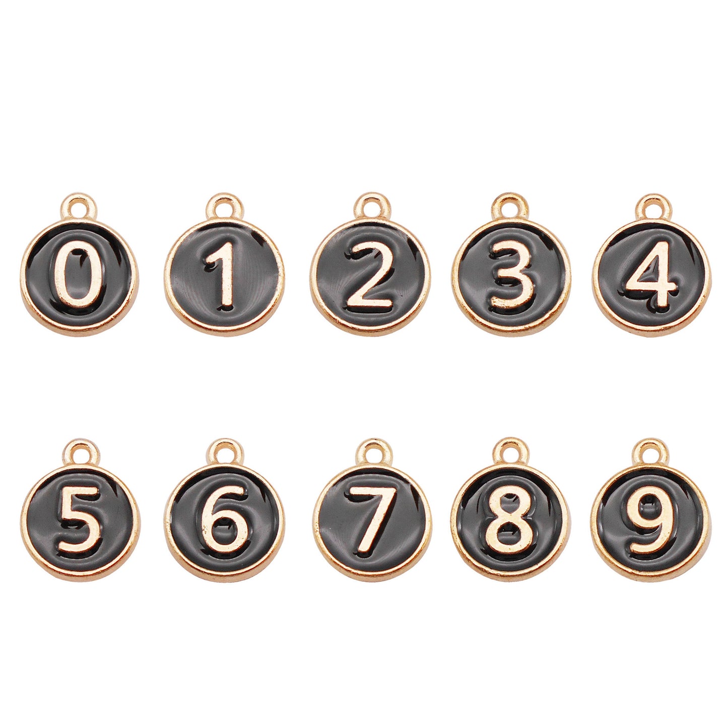 10Pcs Enamel Double-Sided Arabic Number Charm - 12x15mm Alloy 0-9 Design Pendant Tiny Jewelry Dangle for Necklace Bracelet Earrings Making
