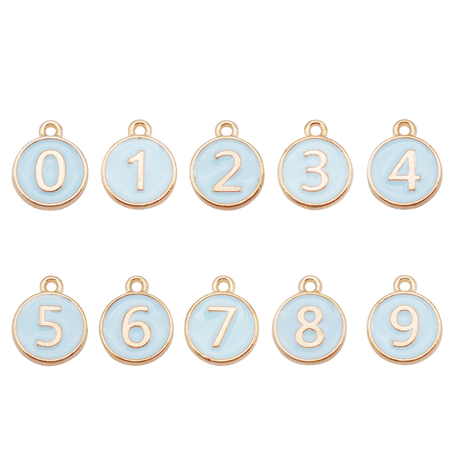 10Pcs Enamel Double-Sided Arabic Number Charm - 12x15mm Alloy 0-9 Design Pendant Tiny Jewelry Dangle for Necklace Bracelet Earrings Making