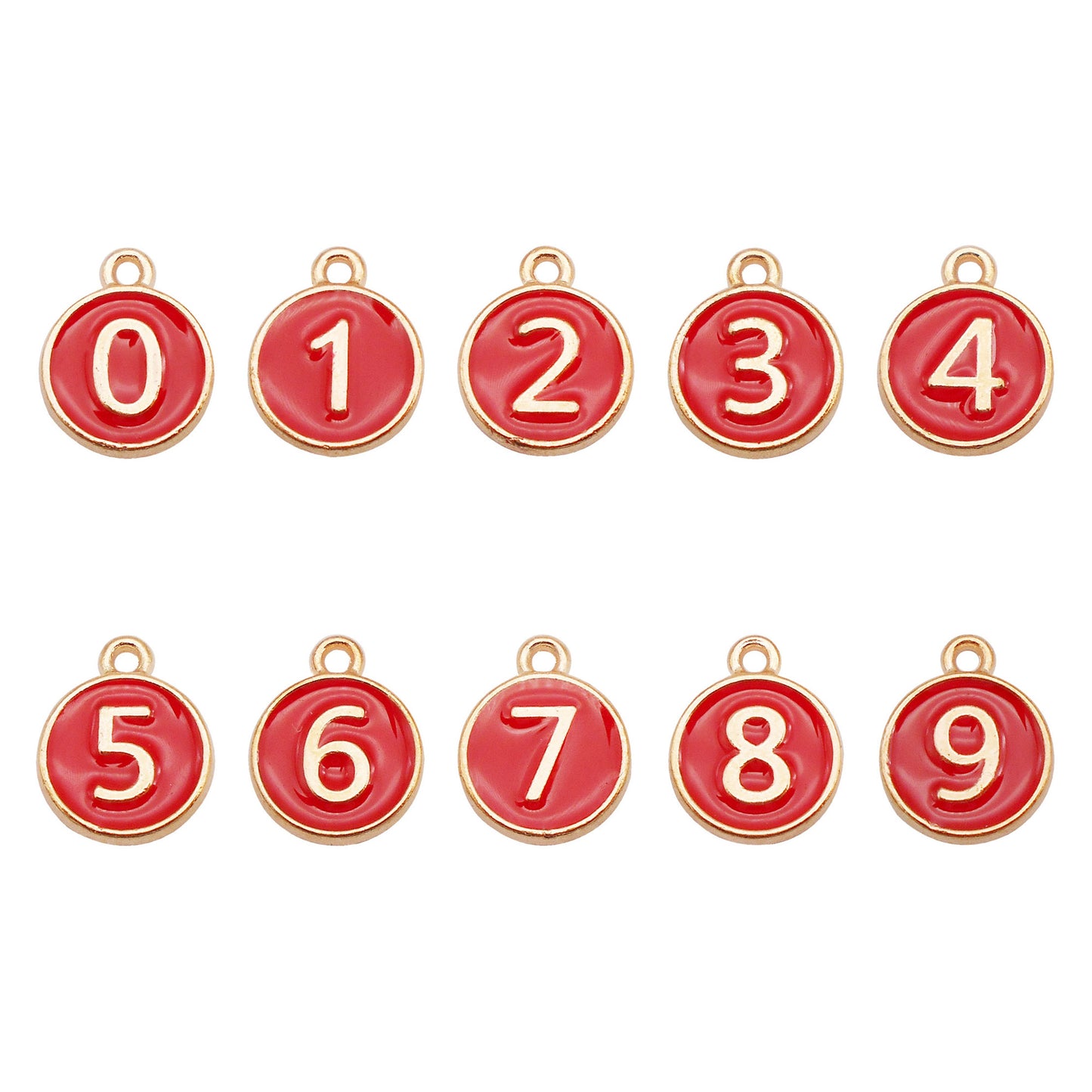 10Pcs Enamel Double-Sided Arabic Number Charm - 12x15mm Alloy 0-9 Design Pendant Tiny Jewelry Dangle for Necklace Bracelet Earrings Making