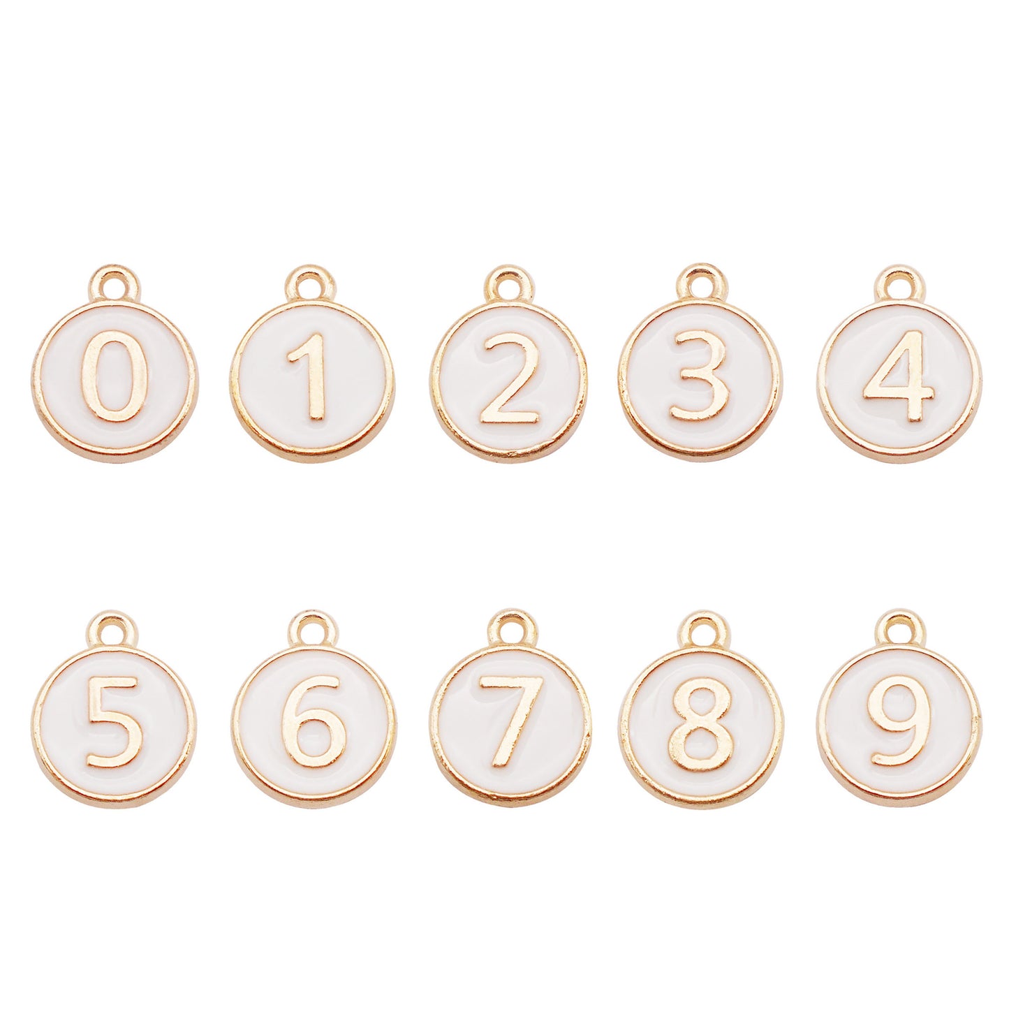 10Pcs Enamel Double-Sided Arabic Number Charm - 12x15mm Alloy 0-9 Design Pendant Tiny Jewelry Dangle for Necklace Bracelet Earrings Making