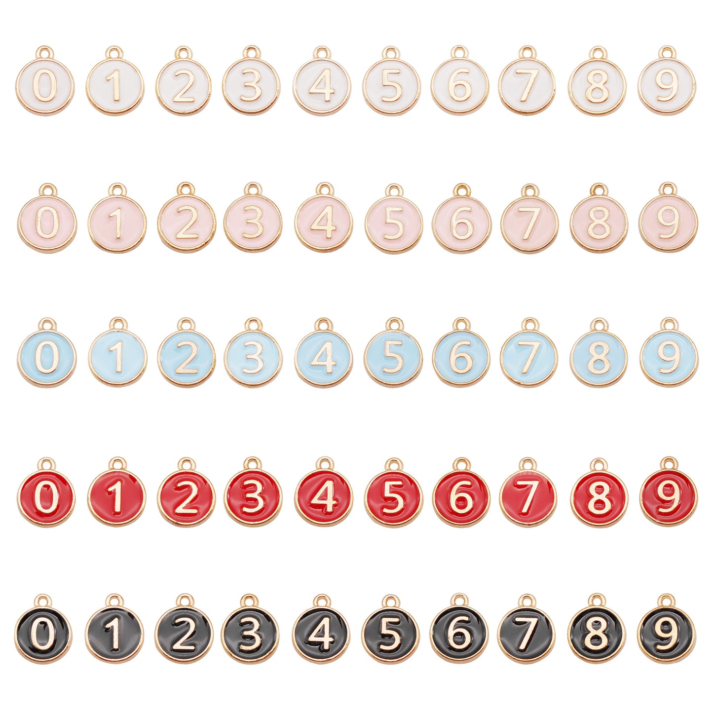 10Pcs Enamel Double-Sided Arabic Number Charm - 12x15mm Alloy 0-9 Design Pendant Tiny Jewelry Dangle for Necklace Bracelet Earrings Making