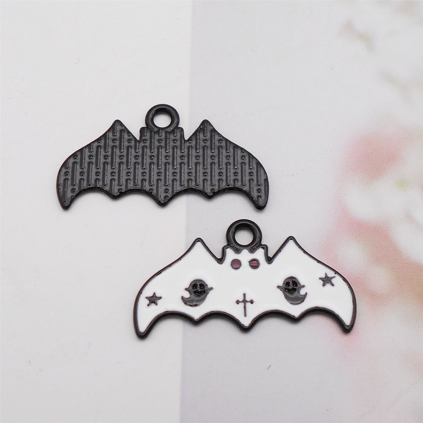 5pcs 25x13mm Enamel Halloween Bat Charm Alloy Jewelry Making Accessory Necklace Bracelet Dangle Decor