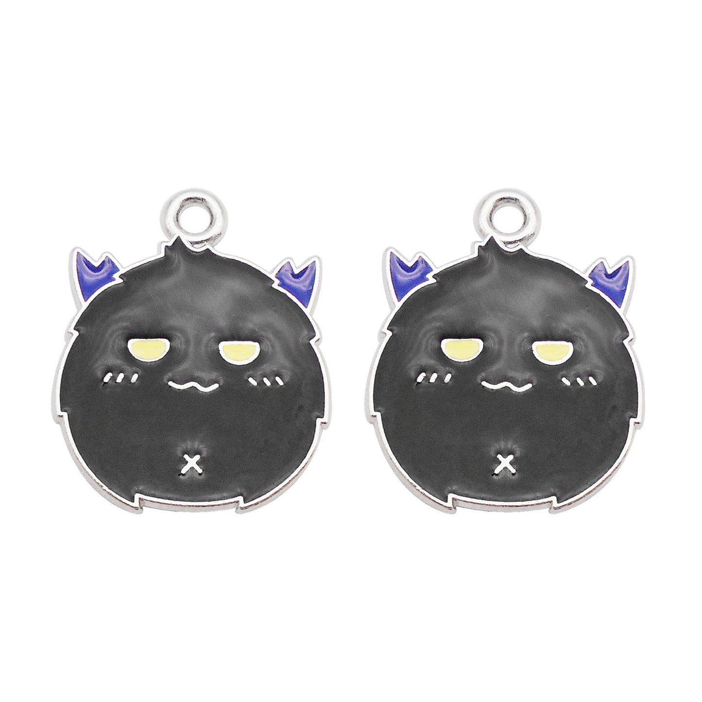 5Pcs 17x22mm Cute Halloween Devil Charm Cartoonish Design Enamel Alloy Pendant DIY Jewelry Dangle Necklace Bracelet Earrings Making Accessory