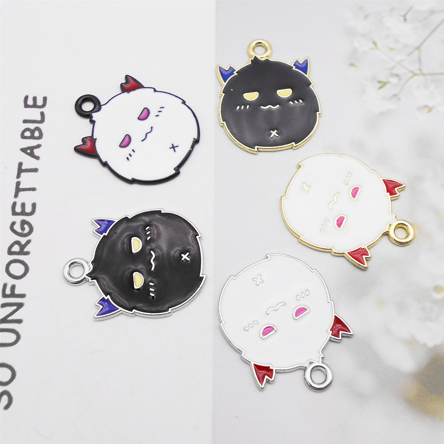 5Pcs 17x22mm Cute Halloween Devil Charm Cartoonish Design Enamel Alloy Pendant DIY Jewelry Dangle Necklace Bracelet Earrings Making Accessory
