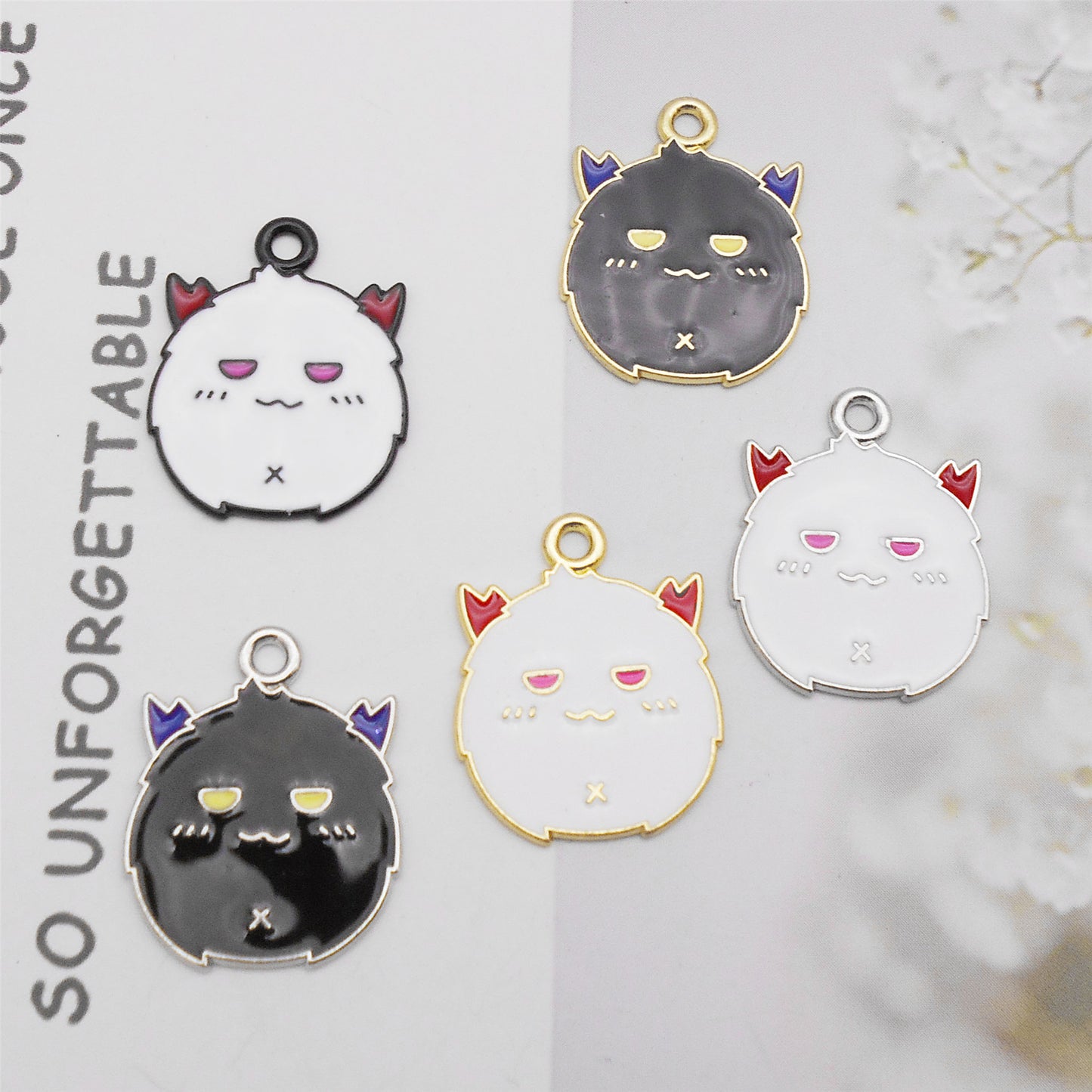 5Pcs 17x22mm Cute Halloween Devil Charm Cartoonish Design Enamel Alloy Pendant DIY Jewelry Dangle Necklace Bracelet Earrings Making Accessory