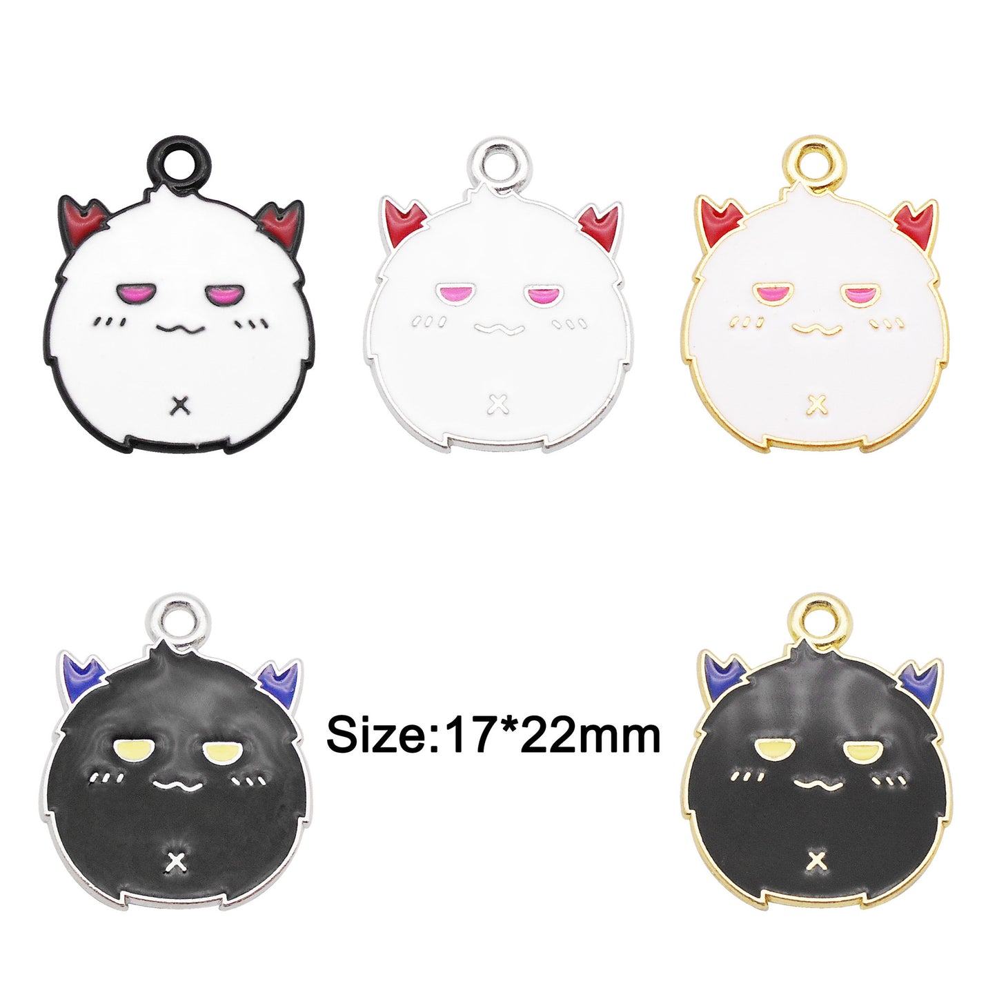 5Pcs 17x22mm Cute Halloween Devil Charm Cartoonish Design Enamel Alloy Pendant DIY Jewelry Dangle Necklace Bracelet Earrings Making Accessory