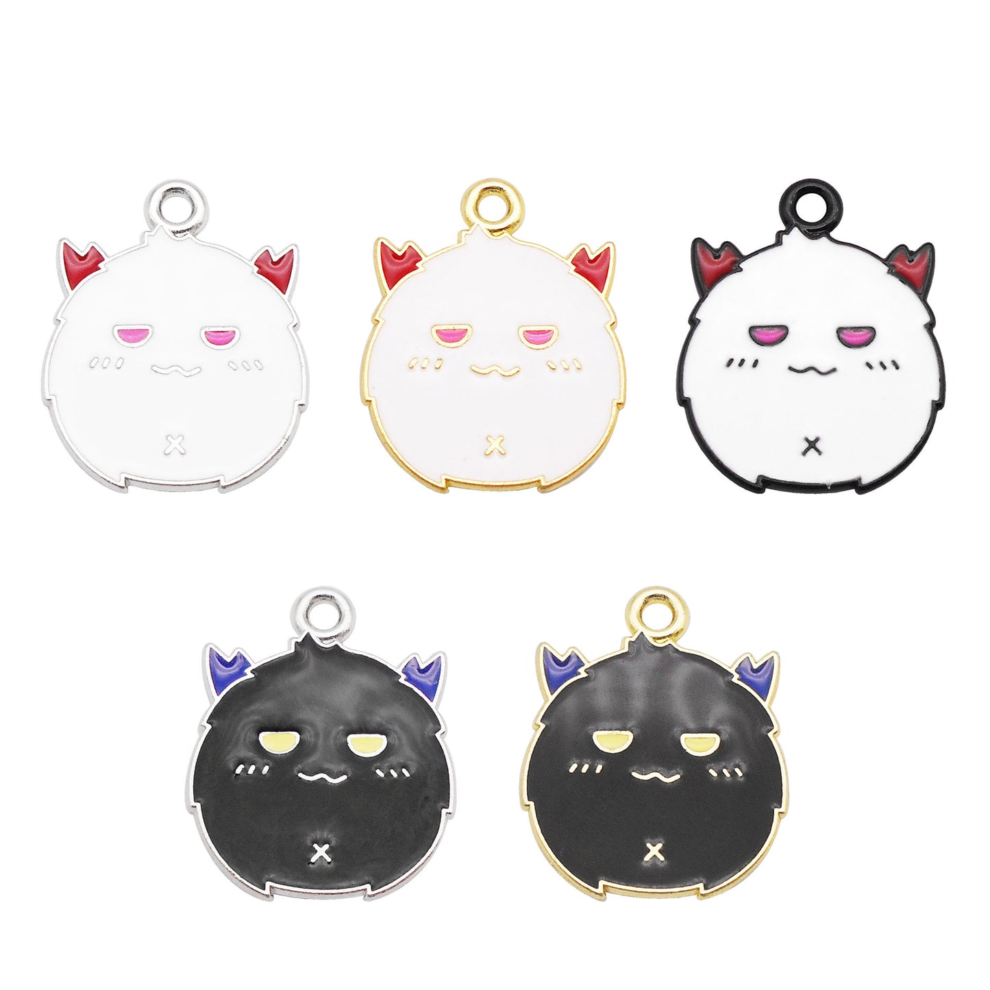 5Pcs 17x22mm Cute Halloween Devil Charm Cartoonish Design Enamel Alloy Pendant DIY Jewelry Dangle Necklace Bracelet Earrings Making Accessory