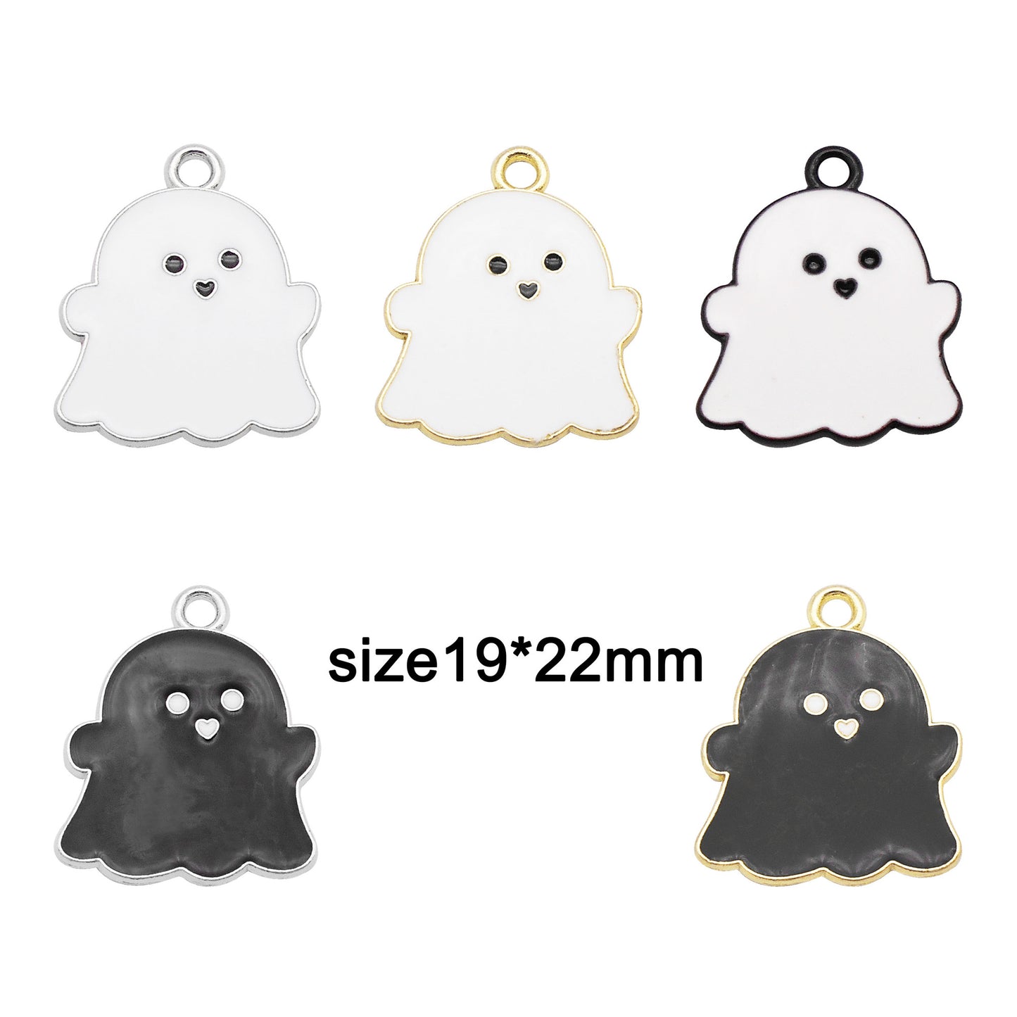 5Pcs 19x22mm Enamel Halloween Ghost Spirit Charm DIY Jewelry Making Supplies Necklace Bracelet Earrings Pendant Accessory