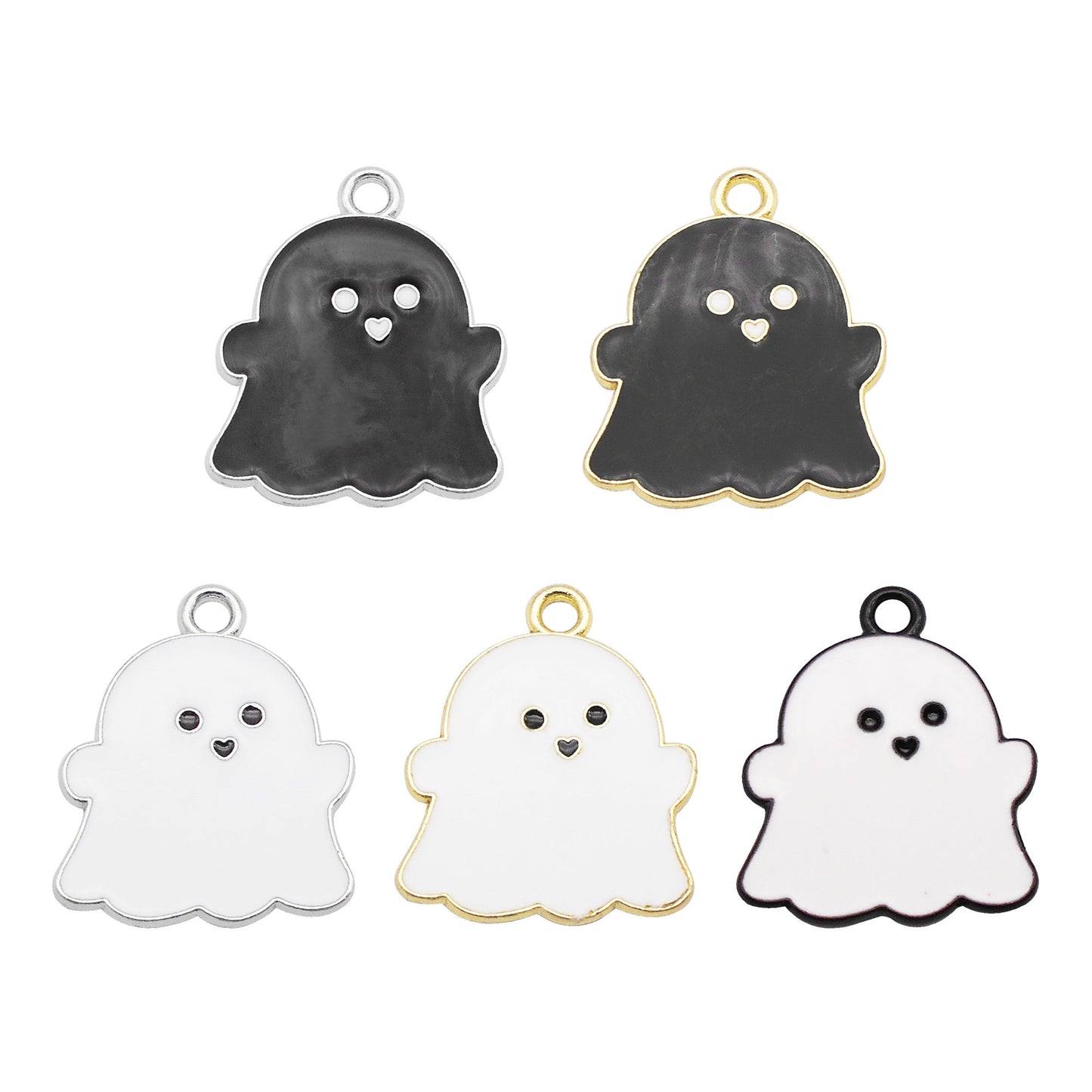 5Pcs 19x22mm Enamel Halloween Ghost Spirit Charm DIY Jewelry Making Supplies Necklace Bracelet Earrings Pendant Accessory