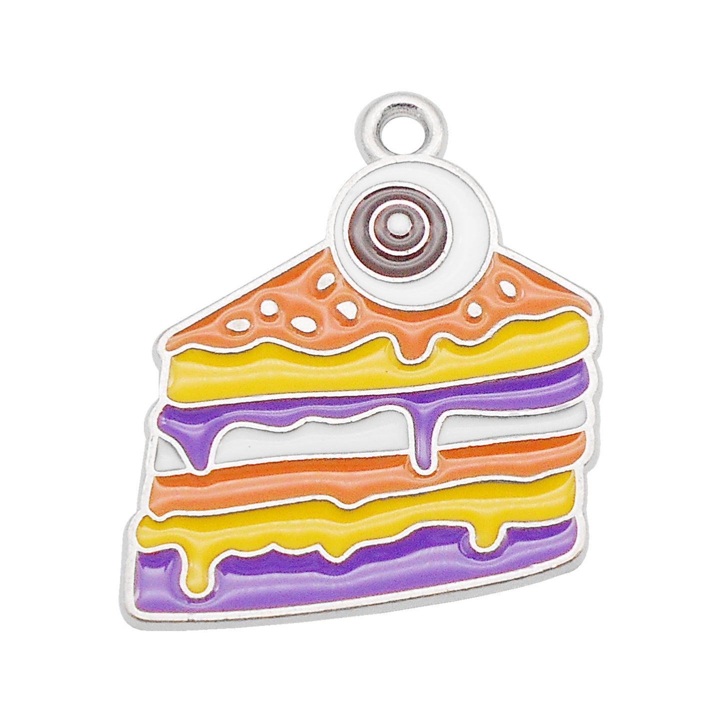 6Pcs 21x19mm Halloween Cake Design Charm with Evil Eye Decor DIY Jewelry Necklace Bracelet Earrings Pendant Accessory