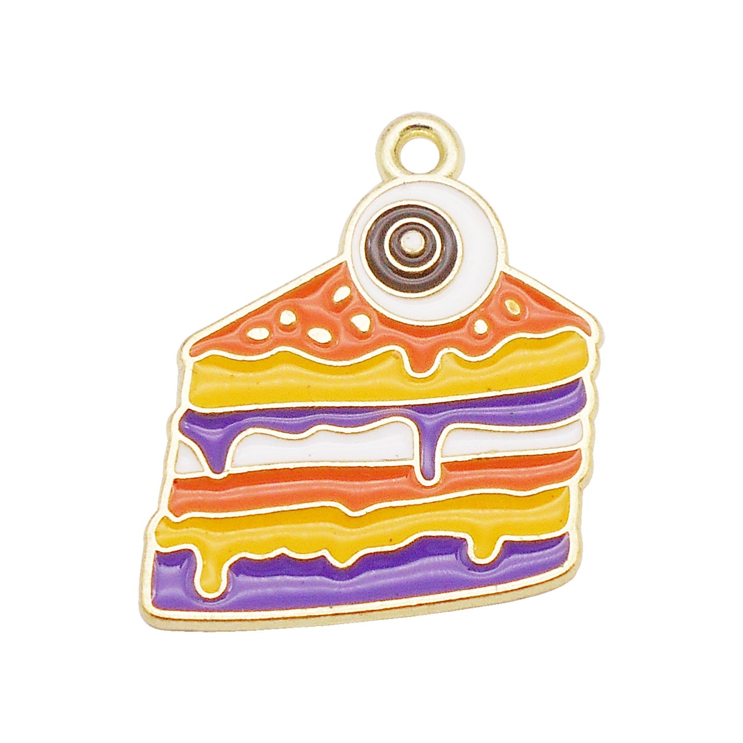 6Pcs 21x19mm Halloween Cake Design Charm with Evil Eye Decor DIY Jewelry Necklace Bracelet Earrings Pendant Accessory