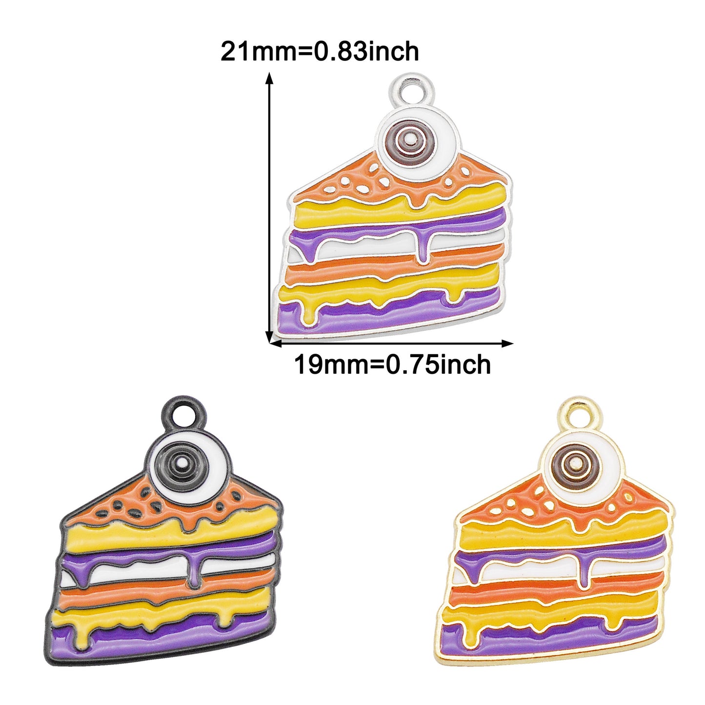 6Pcs 21x19mm Halloween Cake Design Charm with Evil Eye Decor DIY Jewelry Necklace Bracelet Earrings Pendant Accessory