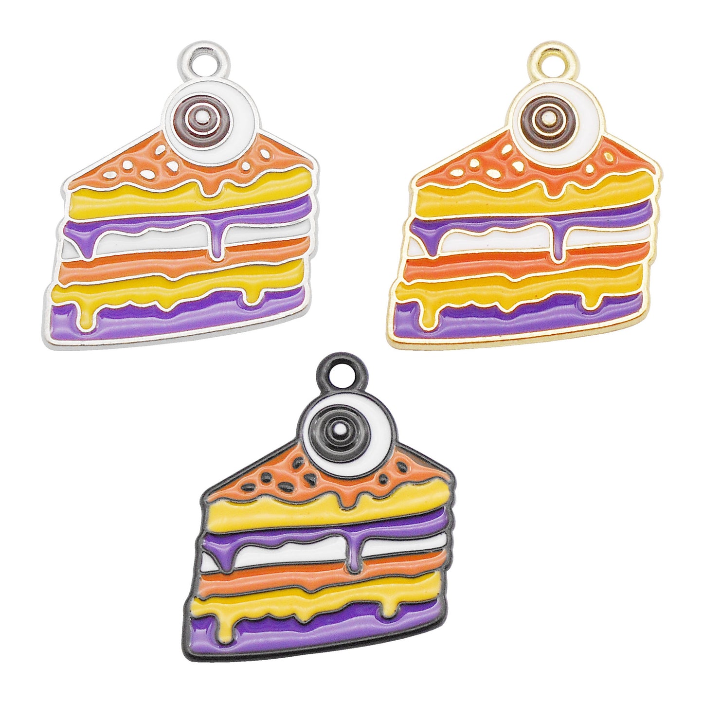 6Pcs 21x19mm Halloween Cake Design Charm with Evil Eye Decor DIY Jewelry Necklace Bracelet Earrings Pendant Accessory
