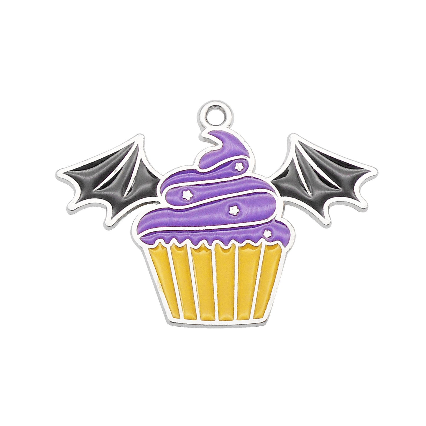 6Pcs 30x22mm Metal Halloween Ice Cream Charm with Devil Wing Decor DIY Jewelry Making Supplies Necklace Bracelet Earrings Pendant Accessory