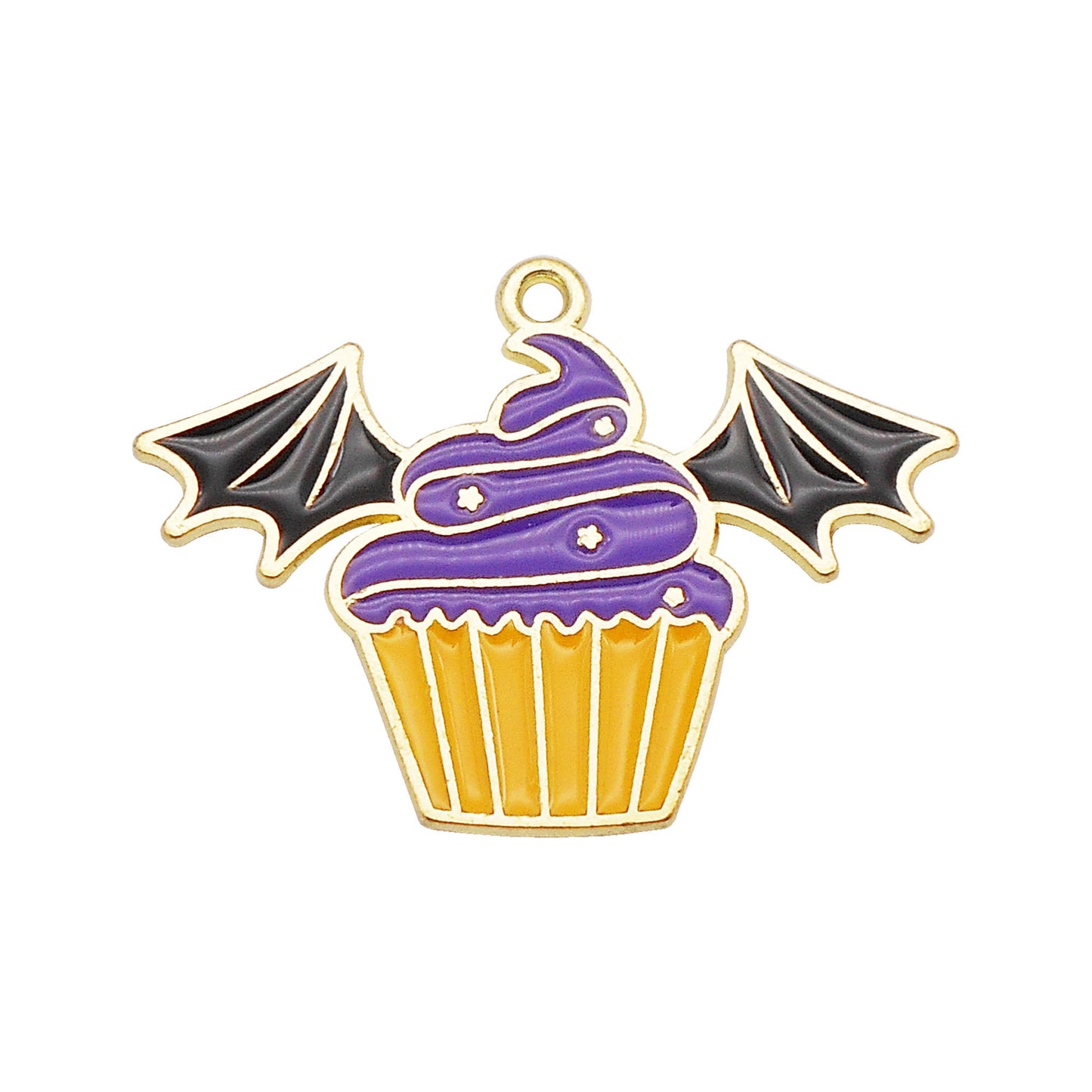 6Pcs 30x22mm Metal Halloween Ice Cream Charm with Devil Wing Decor DIY Jewelry Making Supplies Necklace Bracelet Earrings Pendant Accessory