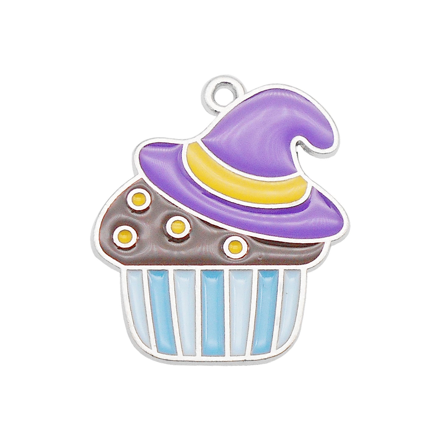 6Pcs 22x18mm Enamel Cake Charm Halloween Witch Hat Design Alloy Pendant DIY Making Accessory Necklace Jewelry Bracelet Earrings Crafts Decor