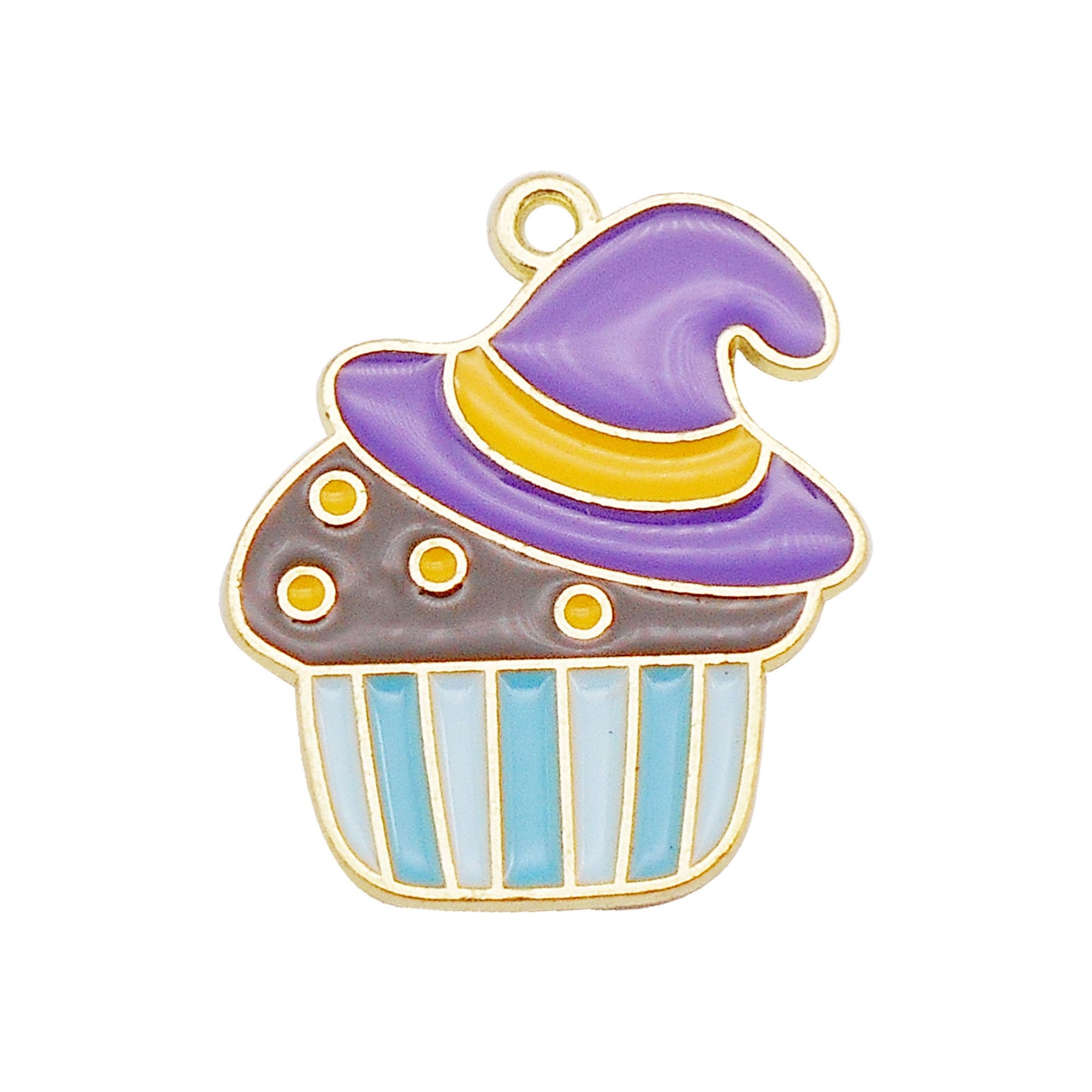 6Pcs 22x18mm Enamel Cake Charm Halloween Witch Hat Design Alloy Pendant DIY Making Accessory Necklace Jewelry Bracelet Earrings Crafts Decor