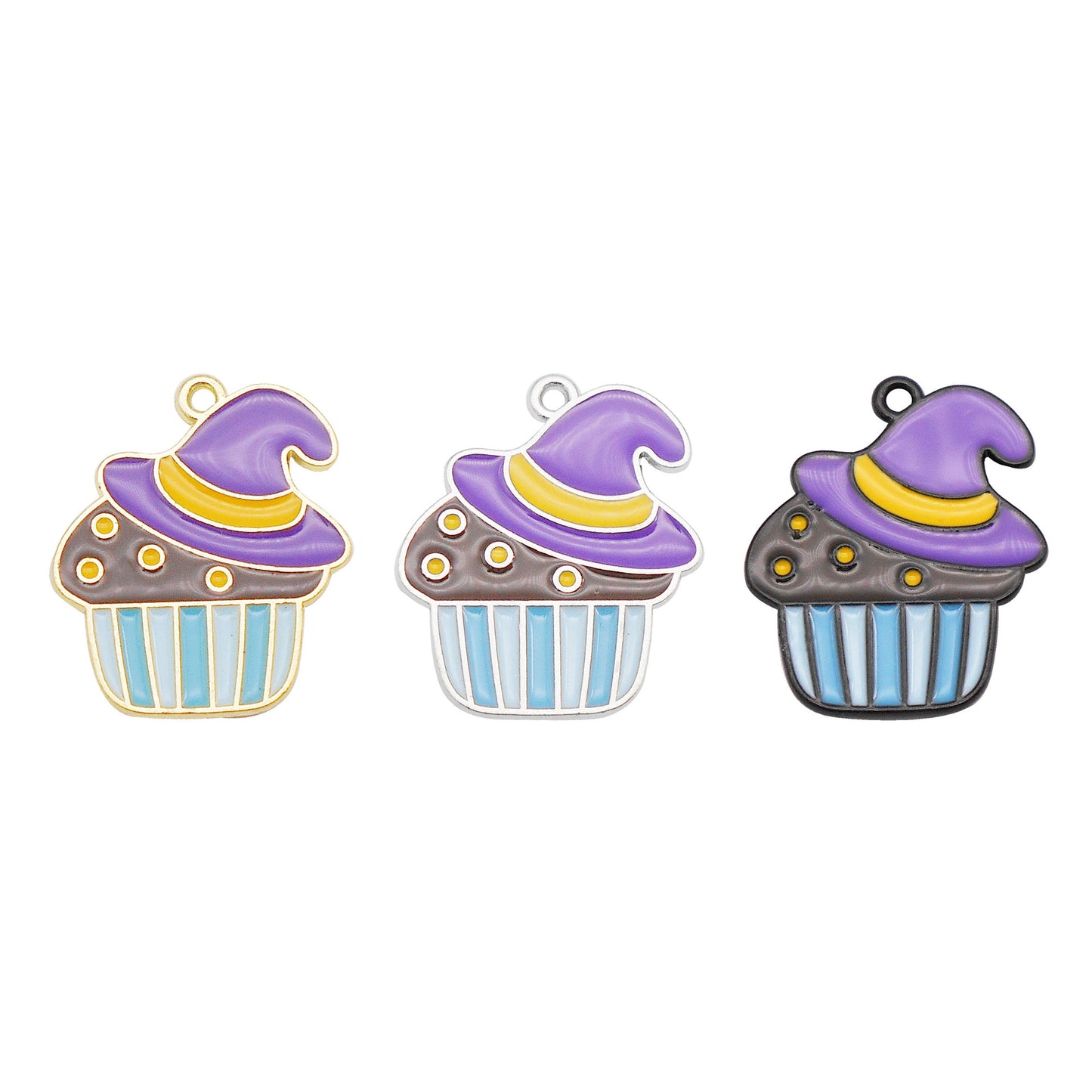 6Pcs 22x18mm Enamel Cake Charm Halloween Witch Hat Design Alloy Pendant DIY Making Accessory Necklace Jewelry Bracelet Earrings Crafts Decor