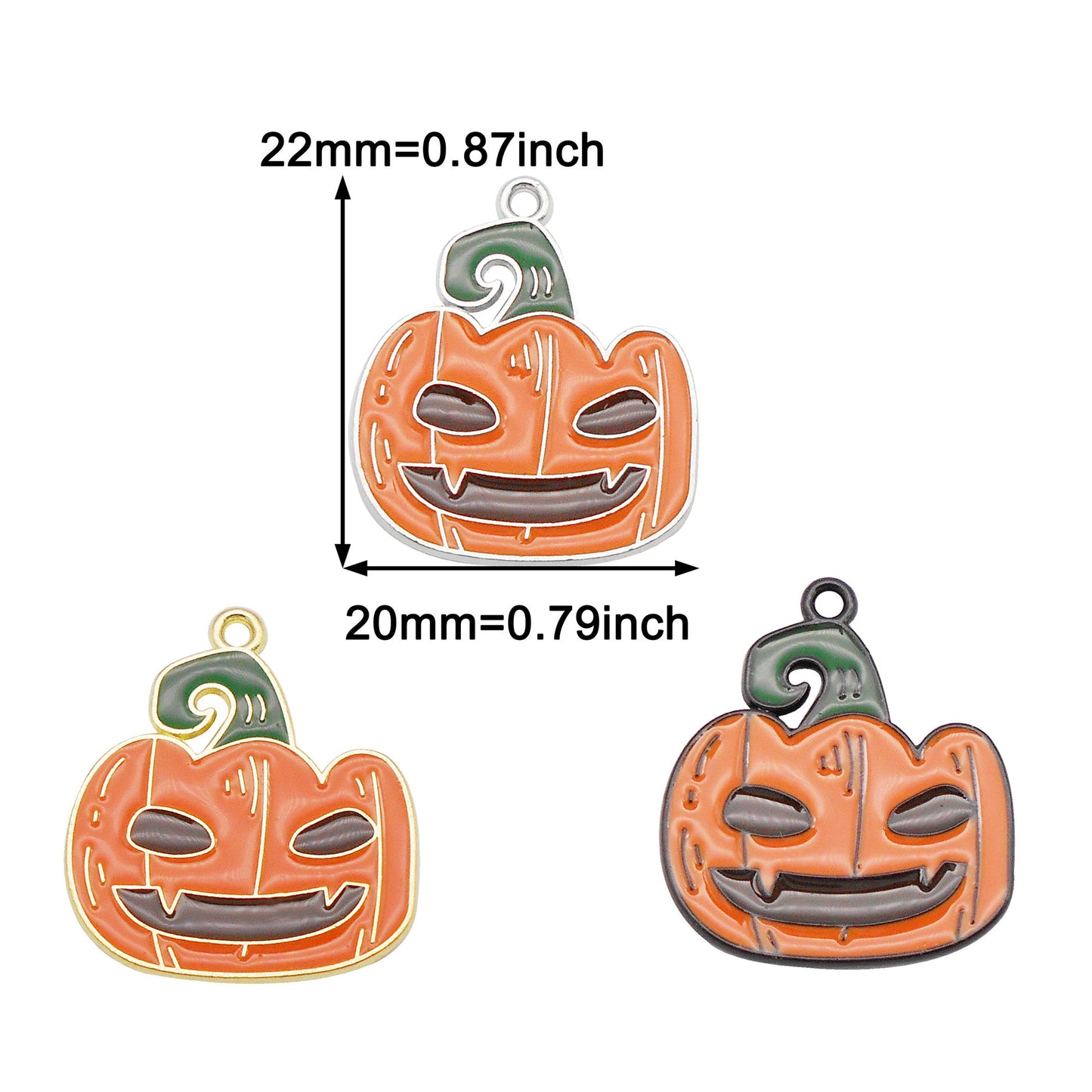 6Pcs Halloween Pumpkin Devil Face Charms Alloy Enamel Jewelry Dangle DIY Crafts Necklace Bracelet Earrings Pendant Accessory 20x22mm