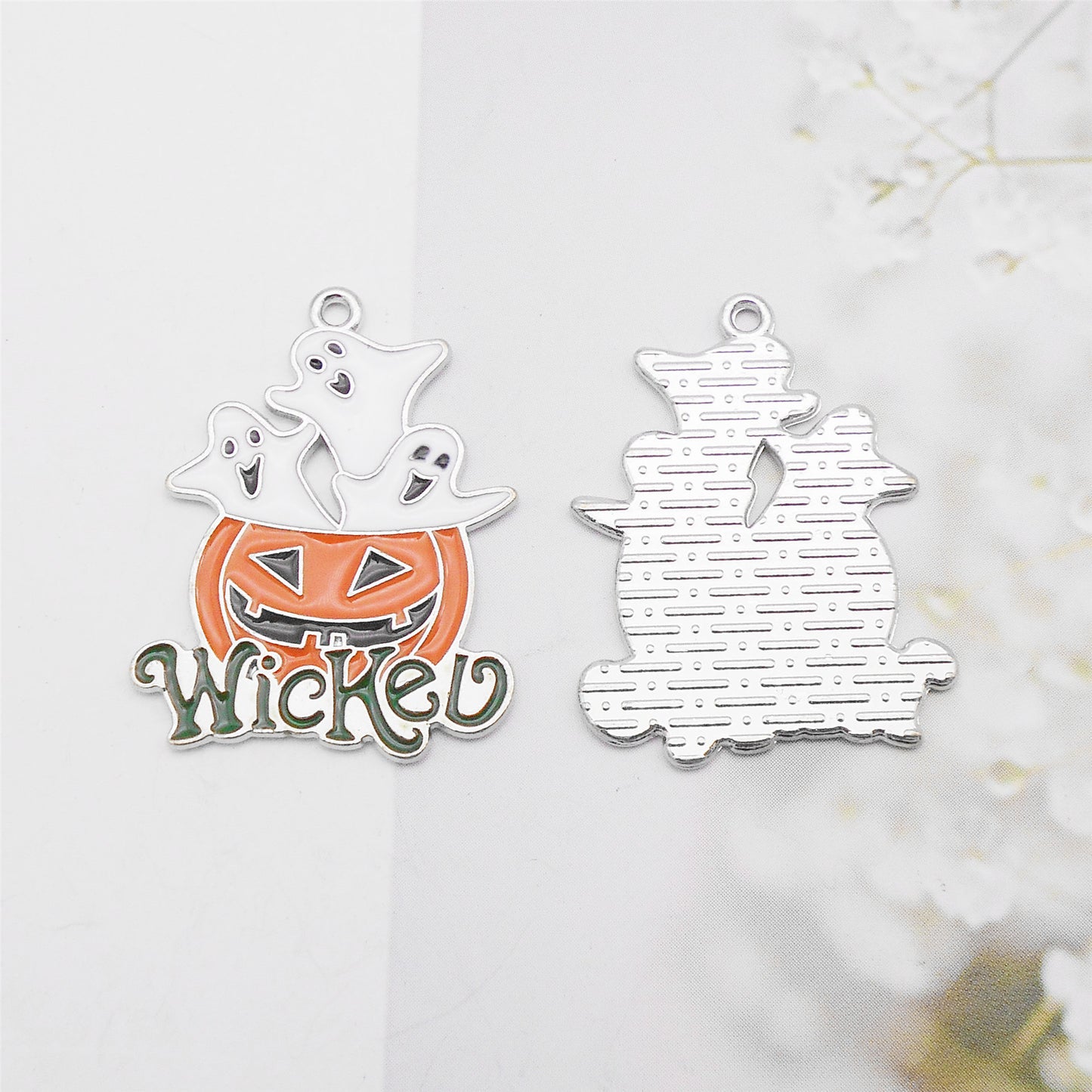 6pcs Enamel Charms Wicked Pumpkin Jack Lantern Halloween 29x22mm Alloy Jewelry Pendant for Necklace Bracelet Earrings Making