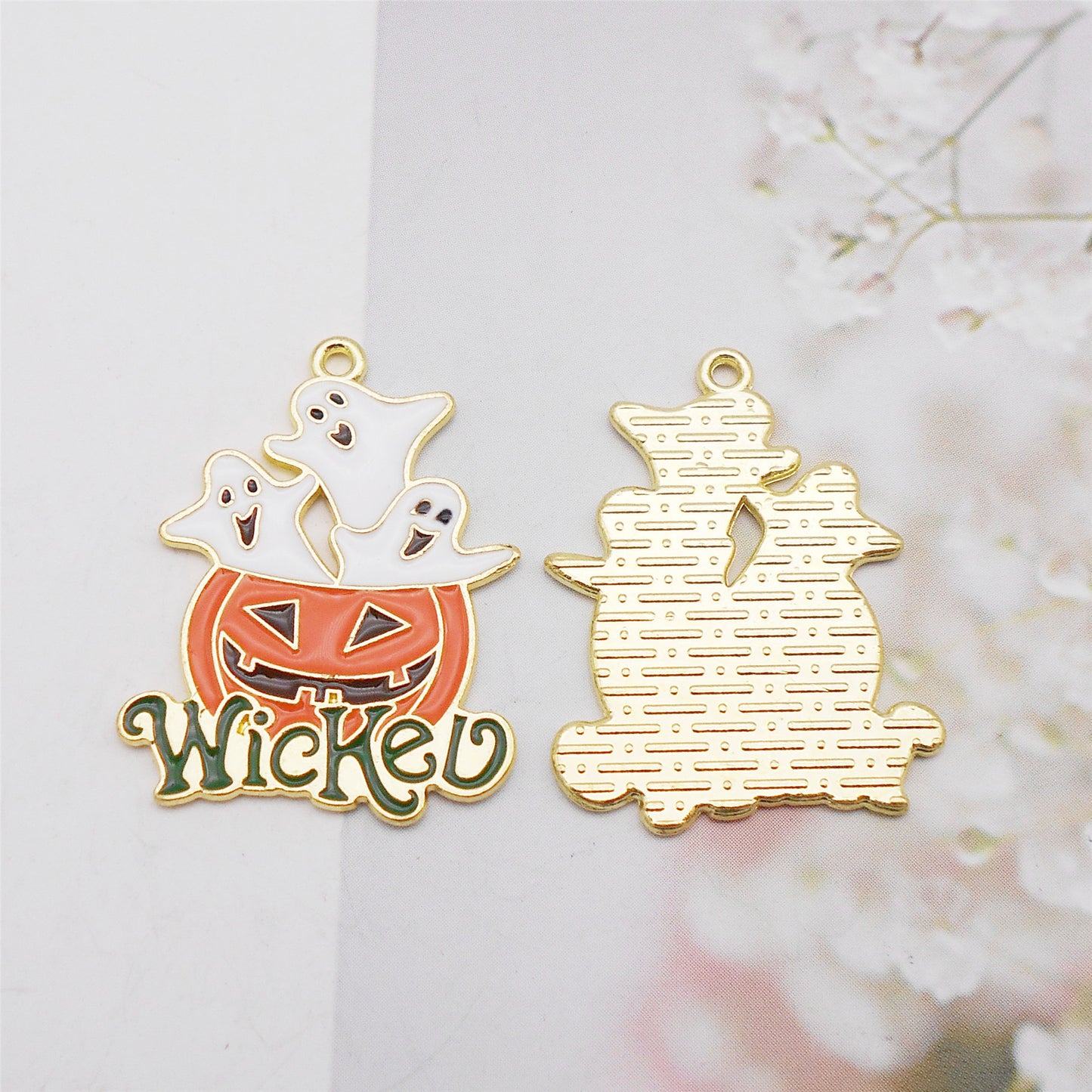 6pcs Enamel Charms Wicked Pumpkin Jack Lantern Halloween 29x22mm Alloy Jewelry Pendant for Necklace Bracelet Earrings Making