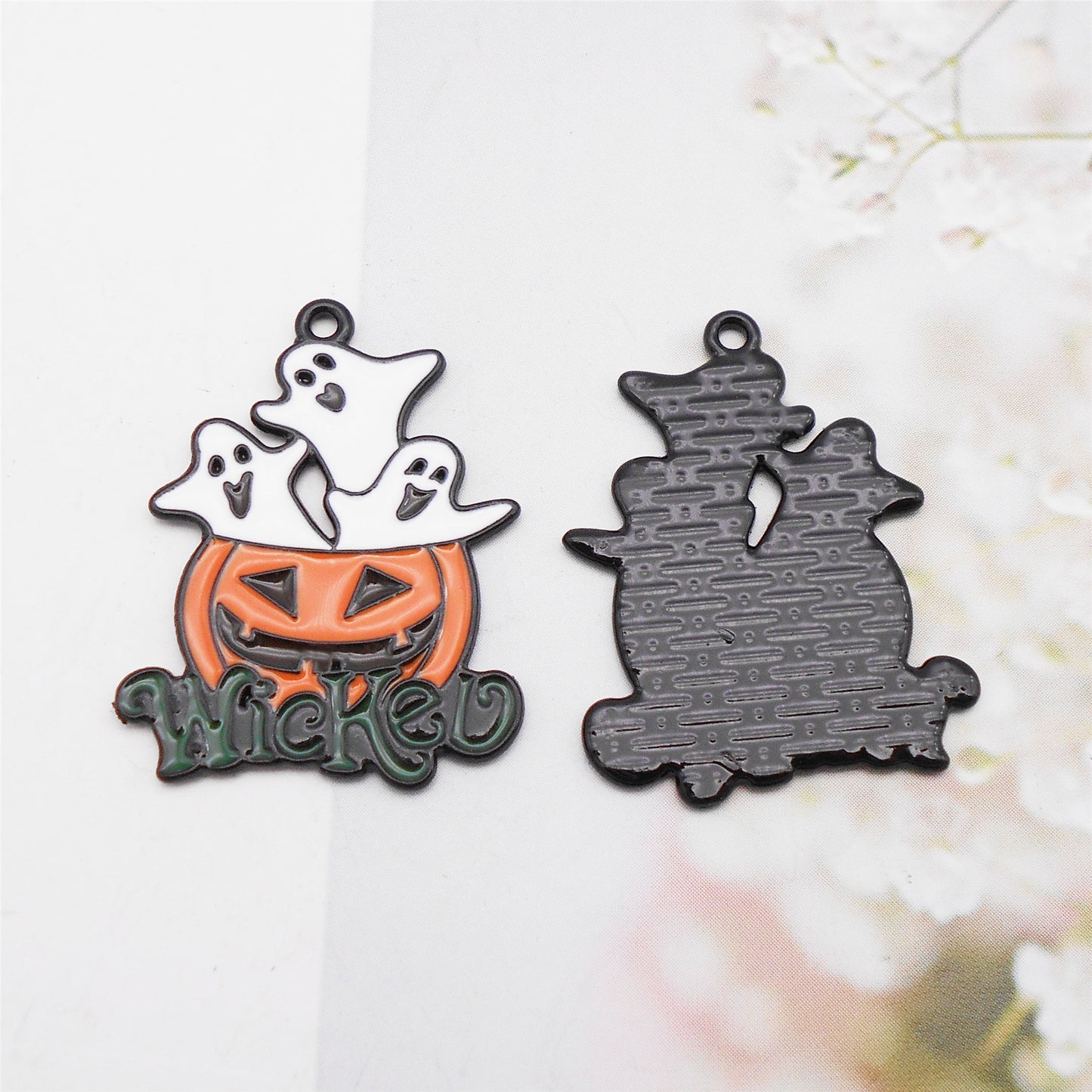 6pcs Enamel Charms Wicked Pumpkin Jack Lantern Halloween 29x22mm Alloy Jewelry Pendant for Necklace Bracelet Earrings Making