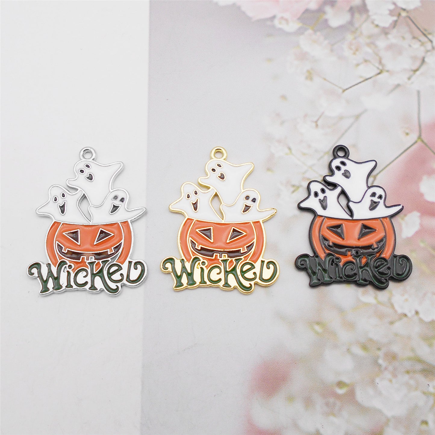 6pcs Enamel Charms Wicked Pumpkin Jack Lantern Halloween 29x22mm Alloy Jewelry Pendant for Necklace Bracelet Earrings Making