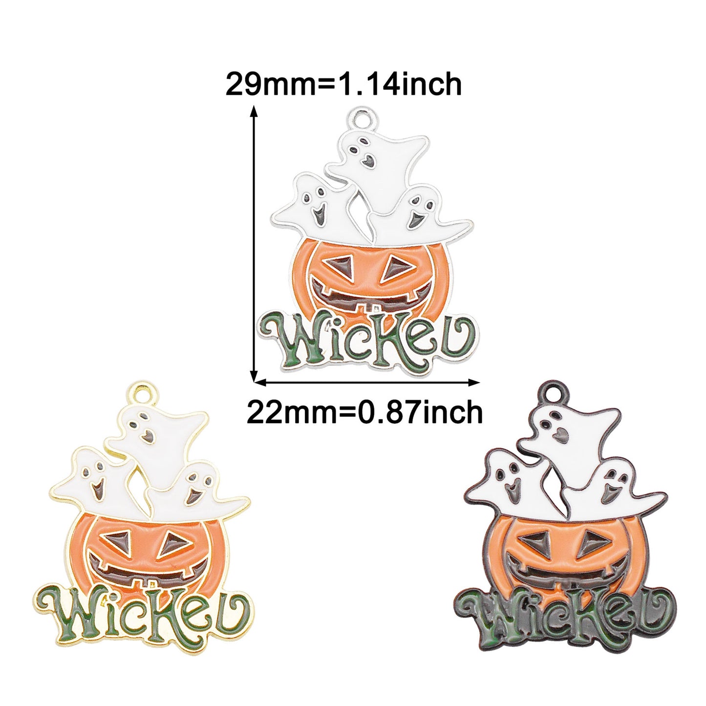 6pcs Enamel Charms Wicked Pumpkin Jack Lantern Halloween 29x22mm Alloy Jewelry Pendant for Necklace Bracelet Earrings Making
