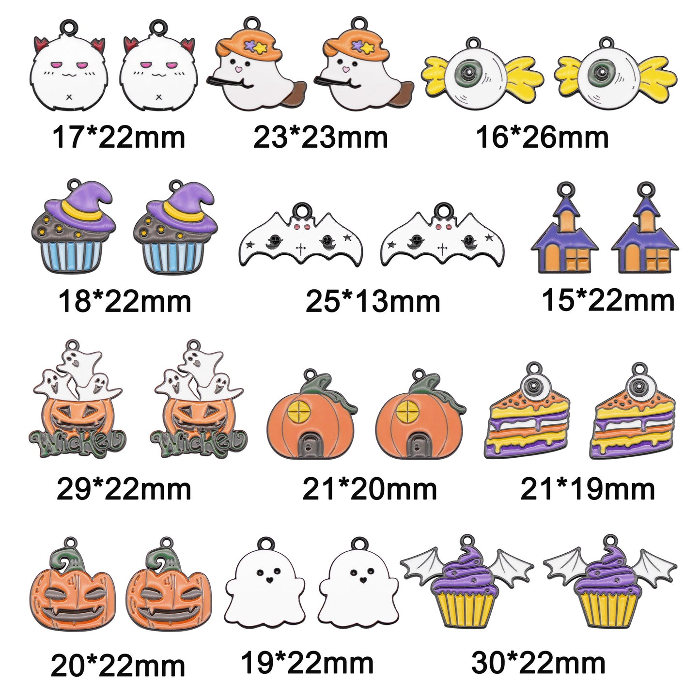 12Pcs Halloween Enamel Charm Bat Ghost Candy Design Pendant for Jewelry Necklace Bracelet Earrings Making Accessories DIY Crafts Decor
