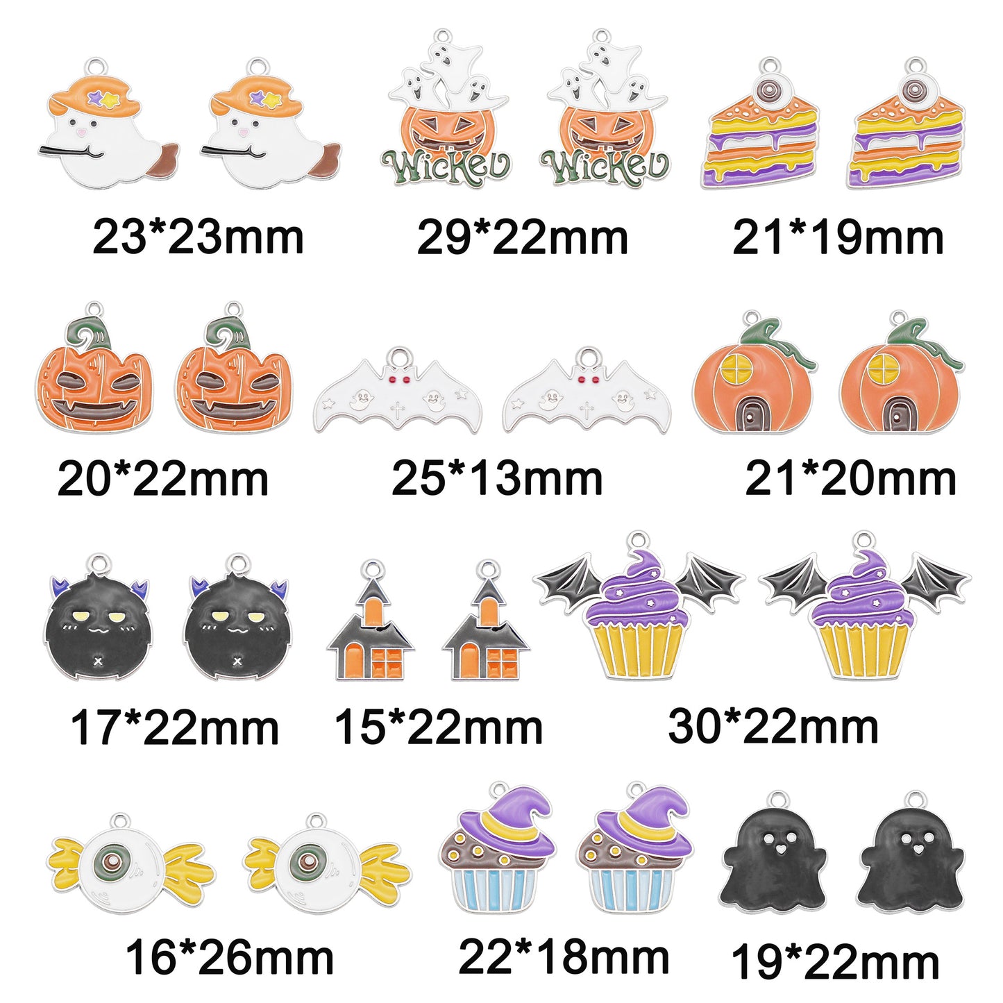 12Pcs Halloween Enamel Charm Bat Ghost Candy Design Pendant for Jewelry Necklace Bracelet Earrings Making Accessories DIY Crafts Decor