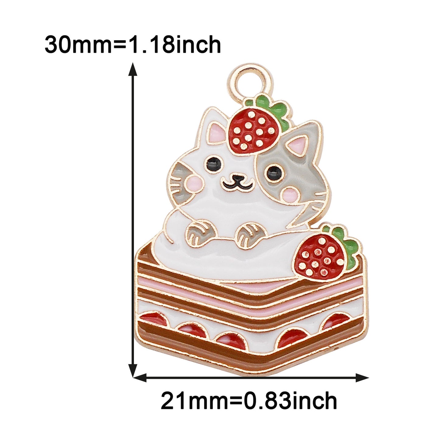 4Pcs Cat in Honey Jar Charms Kawaii Cake Cat Pendant Alloy Enamel Jewelry Necklace Bracelet Accessory DIY Crafts Decor Supplies