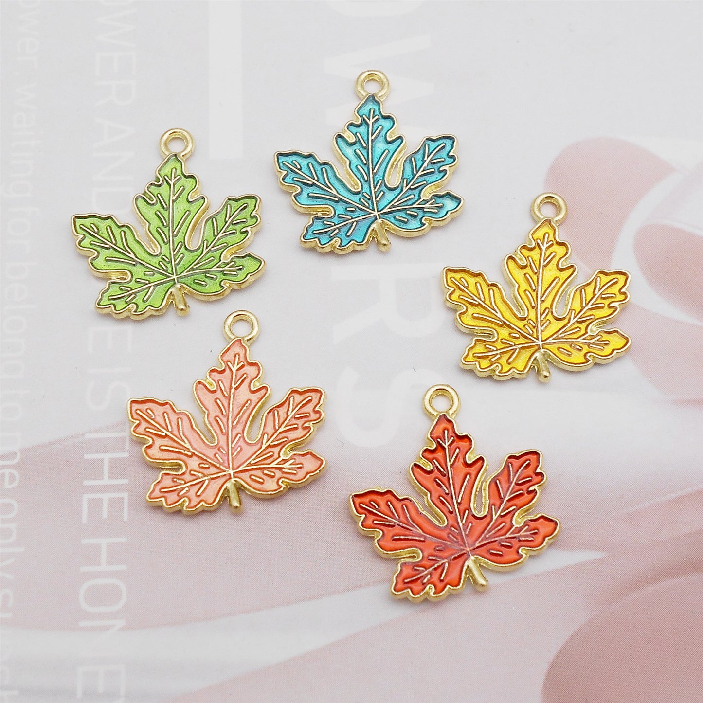 10Pcs 20x21mm Enamel Maple Leaf Charm Alloy DIY Jewelry Pendant Accessory Crafts Phone Chain Key Ring Decor Supplies