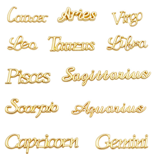 1 Set of 12pcs Alloy Zodiac Star 12 Signs Letter Jewelry Accessory DIY Making Supplies for Hairpin Phone Case Decor
