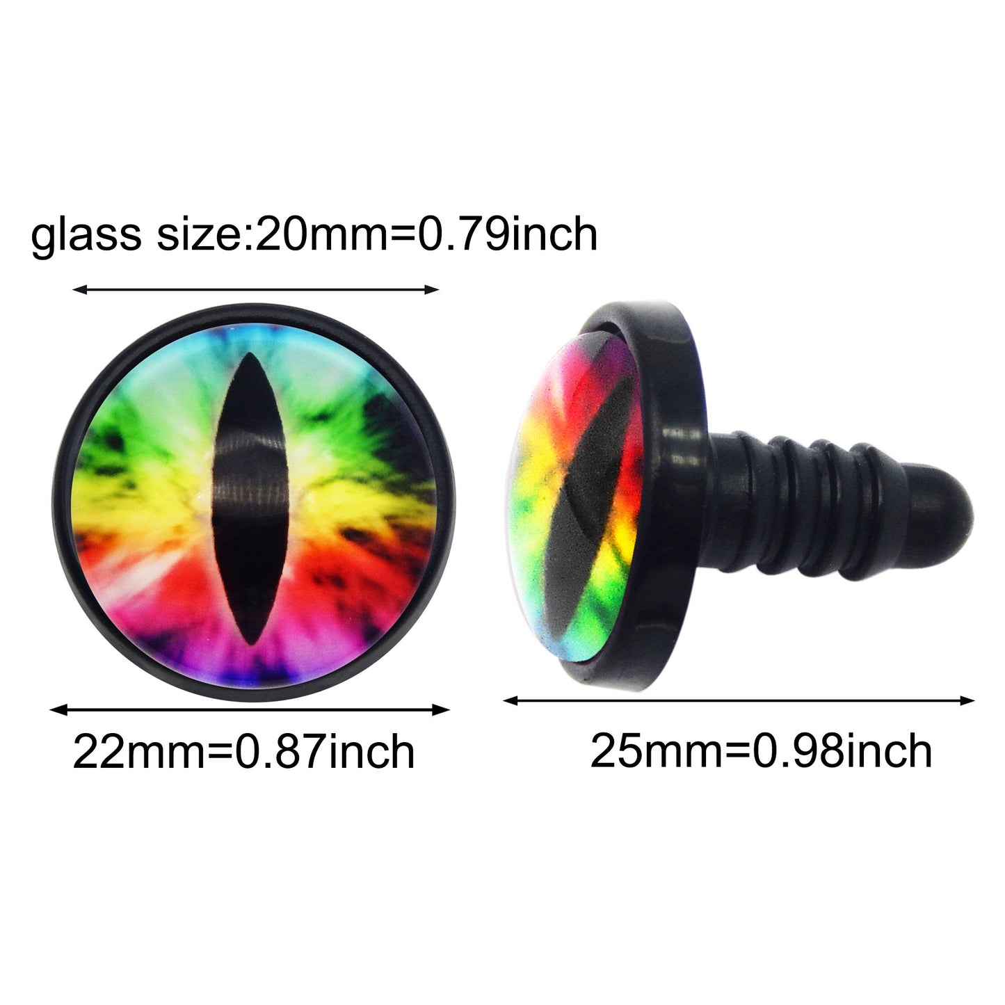 5-10 Pairs Glass Eye Cabochons with Washer Vertical & Round Pupil Safety Eye Animal Toy Dragon Eye for Doll Making, DIY Crafts Decor
