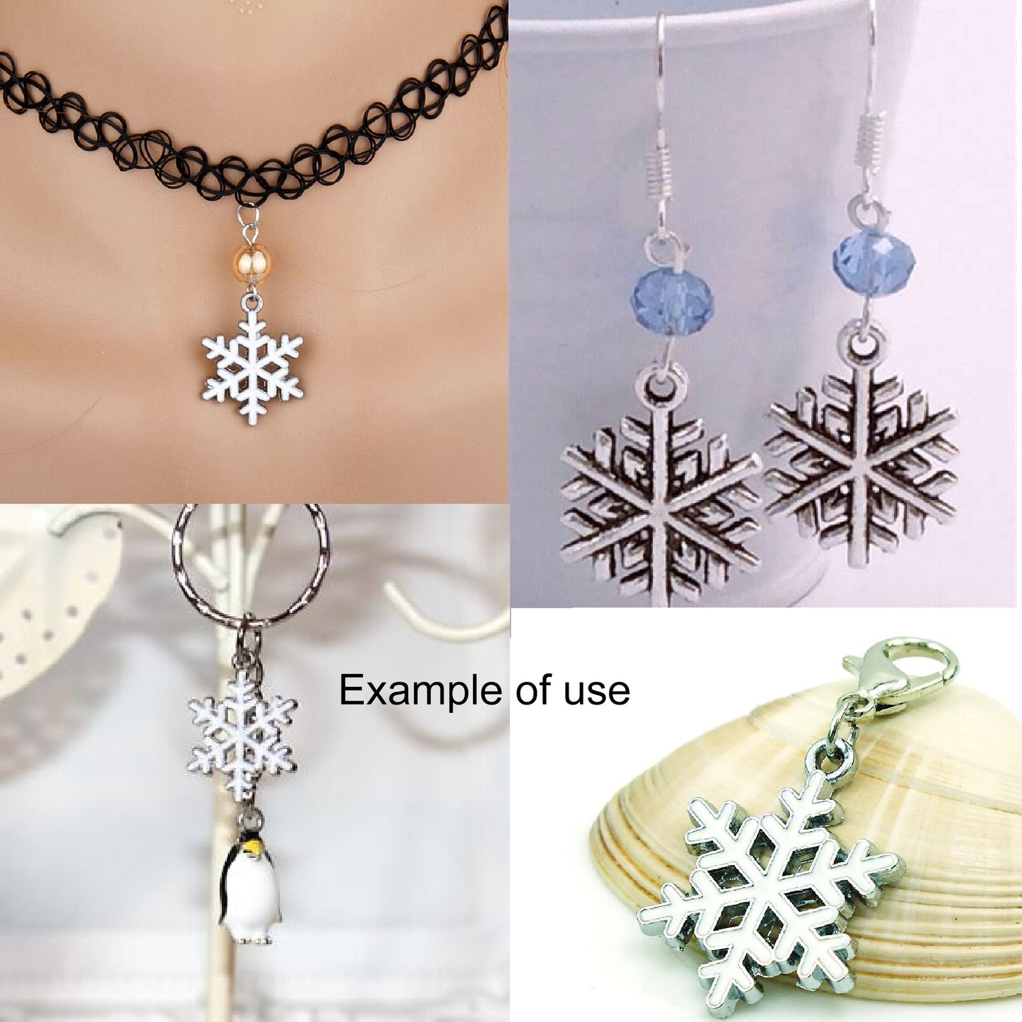 50g One Pack of Mixed Snowflake Charm Alloy & Enamel Snowflake Dangle Combine DIY Jewelry Pendant for Necklace Bracelet Making Crafts Decor